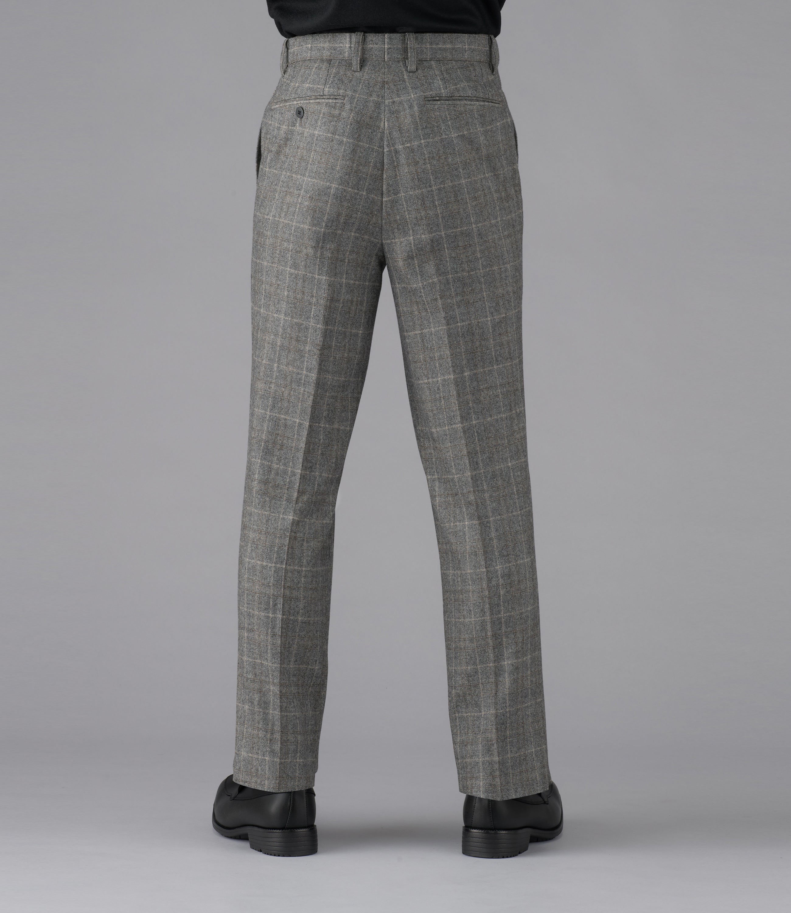 【シャークグレンチェック】日本製/ビジネス・カジュアル/ワンタックスラックス/蓄熱保温膝当て/ウォーム/コーデイネート最適