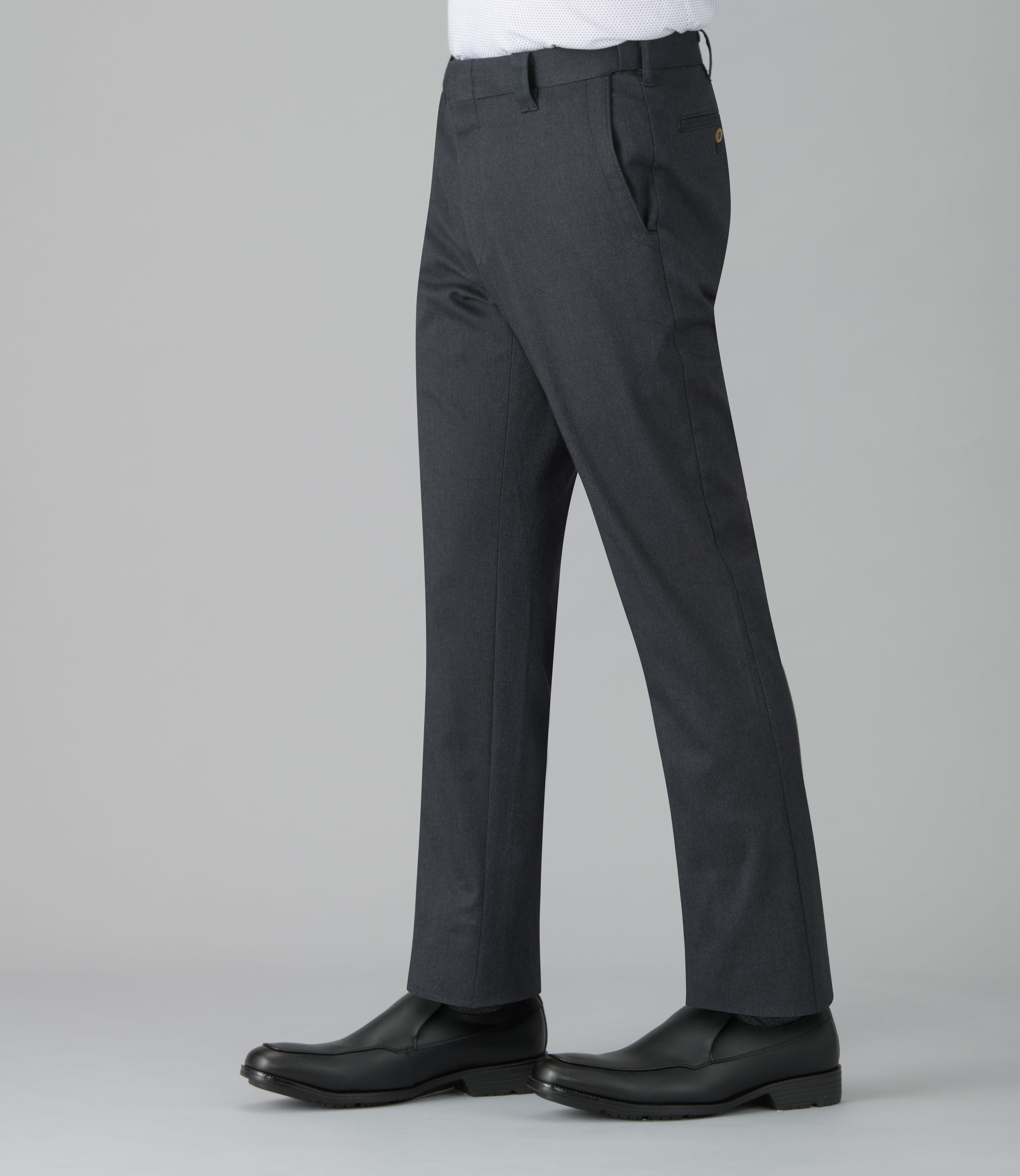 AMOMENTO スラックス グレー ソフトサーモドビーストレッチ】日本製/カジュアル/ノータックスリム