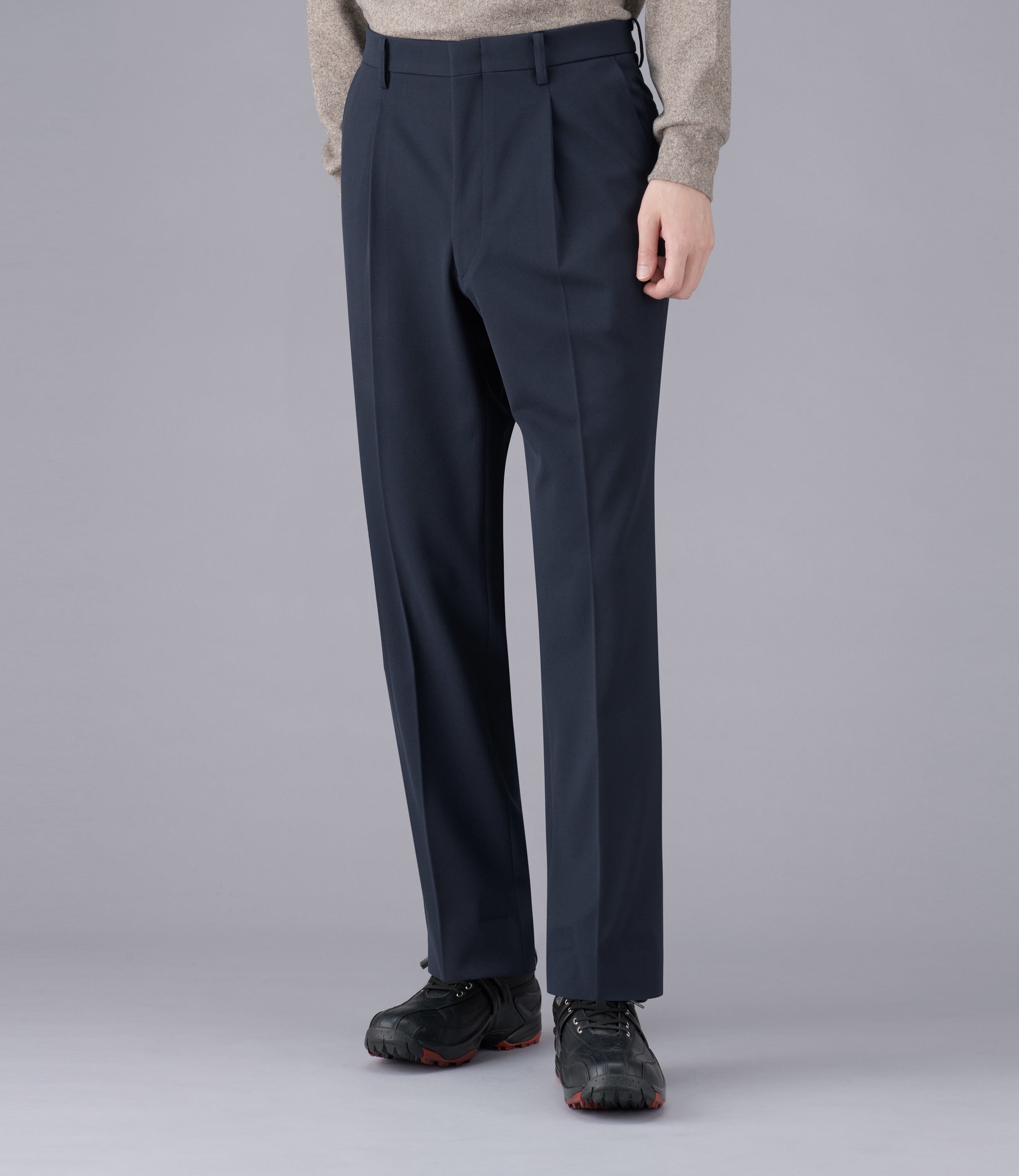 【ツイルニット】日本製/ビジネス・スポーツ/ワンタックスラックス/2Wayストレッチ/快適