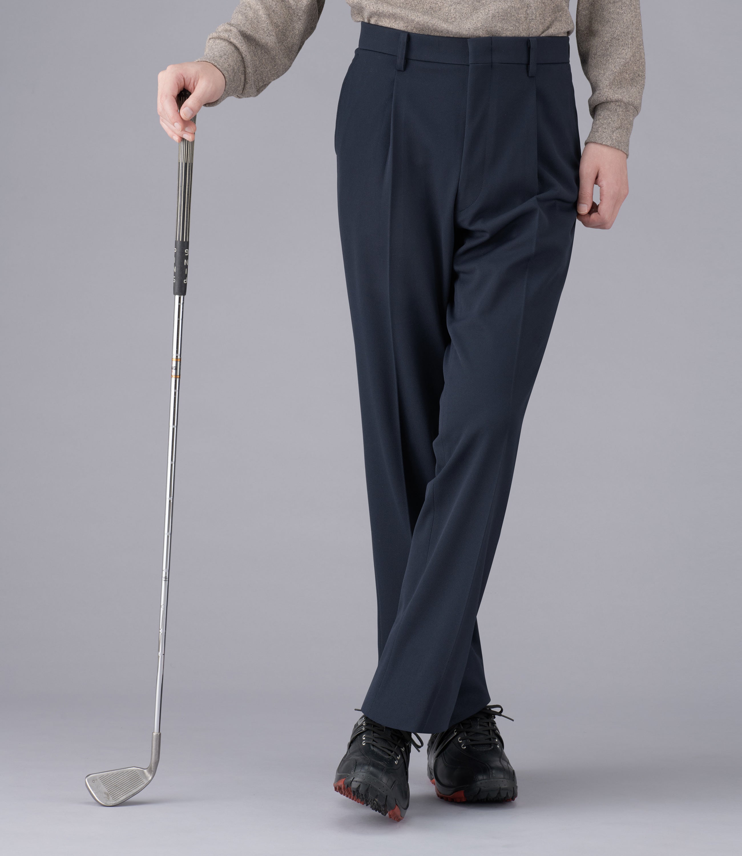 【ツイルニット】日本製/ビジネス・スポーツ/ワンタックスラックス/2Wayストレッチ/快適