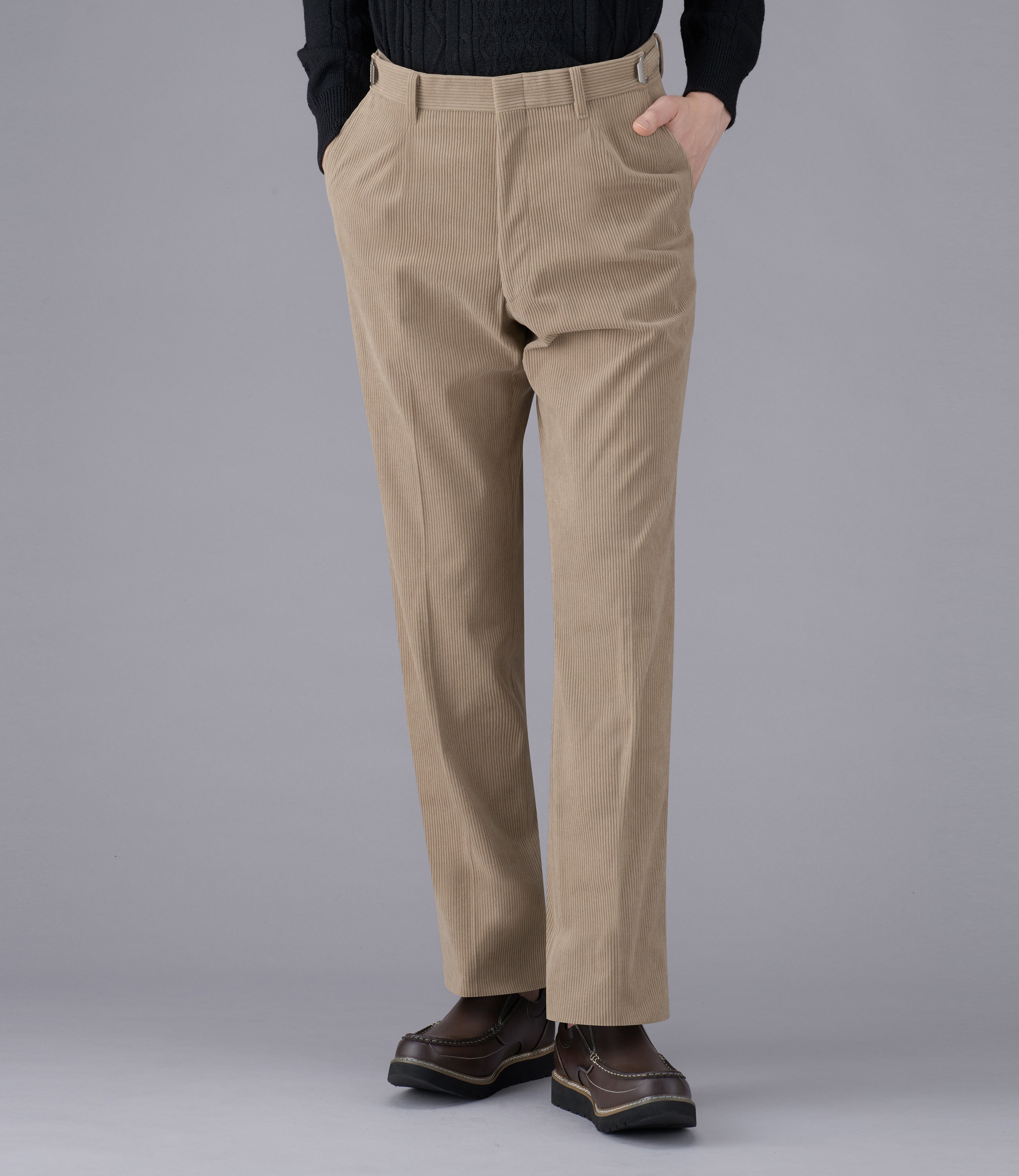 【トリコットコーデュロイ】日本製/ビジネス・スポーツ/ノータックスリムスラックス/2Wayストレッチ/ベレックス/形態安定/イージーケア/快適