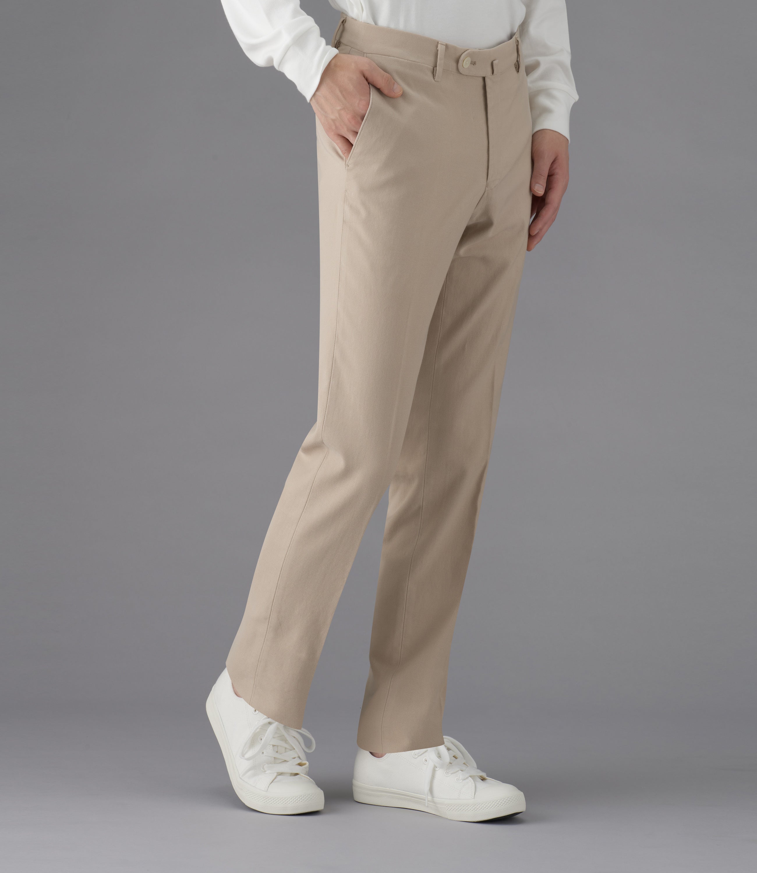 【イミテーションジャージ】CALZONI/日本製/カジュアル/ノータックスリムスラックス/ストレッチ/快適