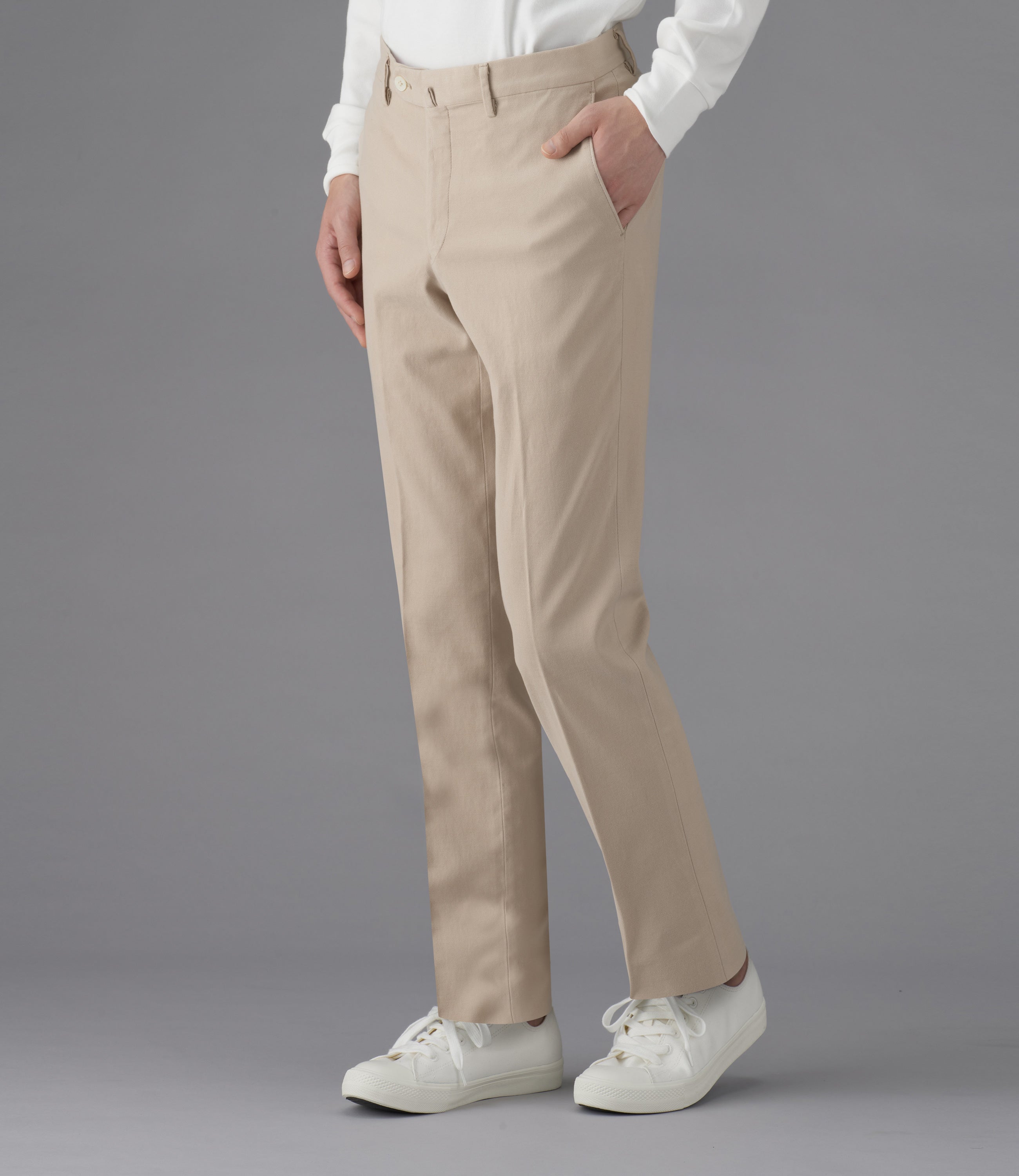 【イミテーションジャージ】CALZONI/日本製/カジュアル/ノータックスリムスラックス/ストレッチ/快適