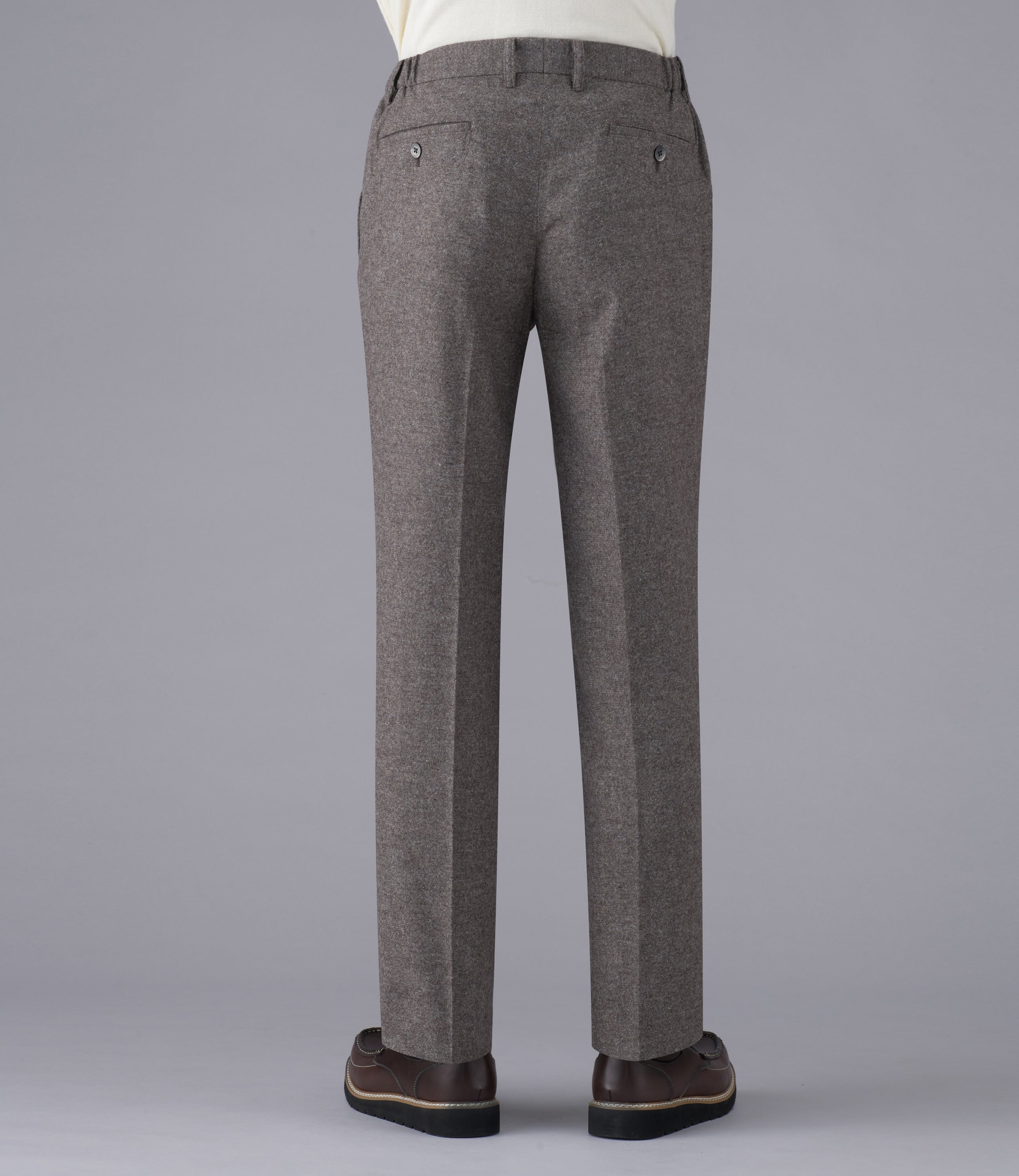 【カシミア混ホームスパン】CALZONI/日本製/ビジネス・カジュアル/ノータックスリムスラックス/脇シャーリング/コーデイネート最適