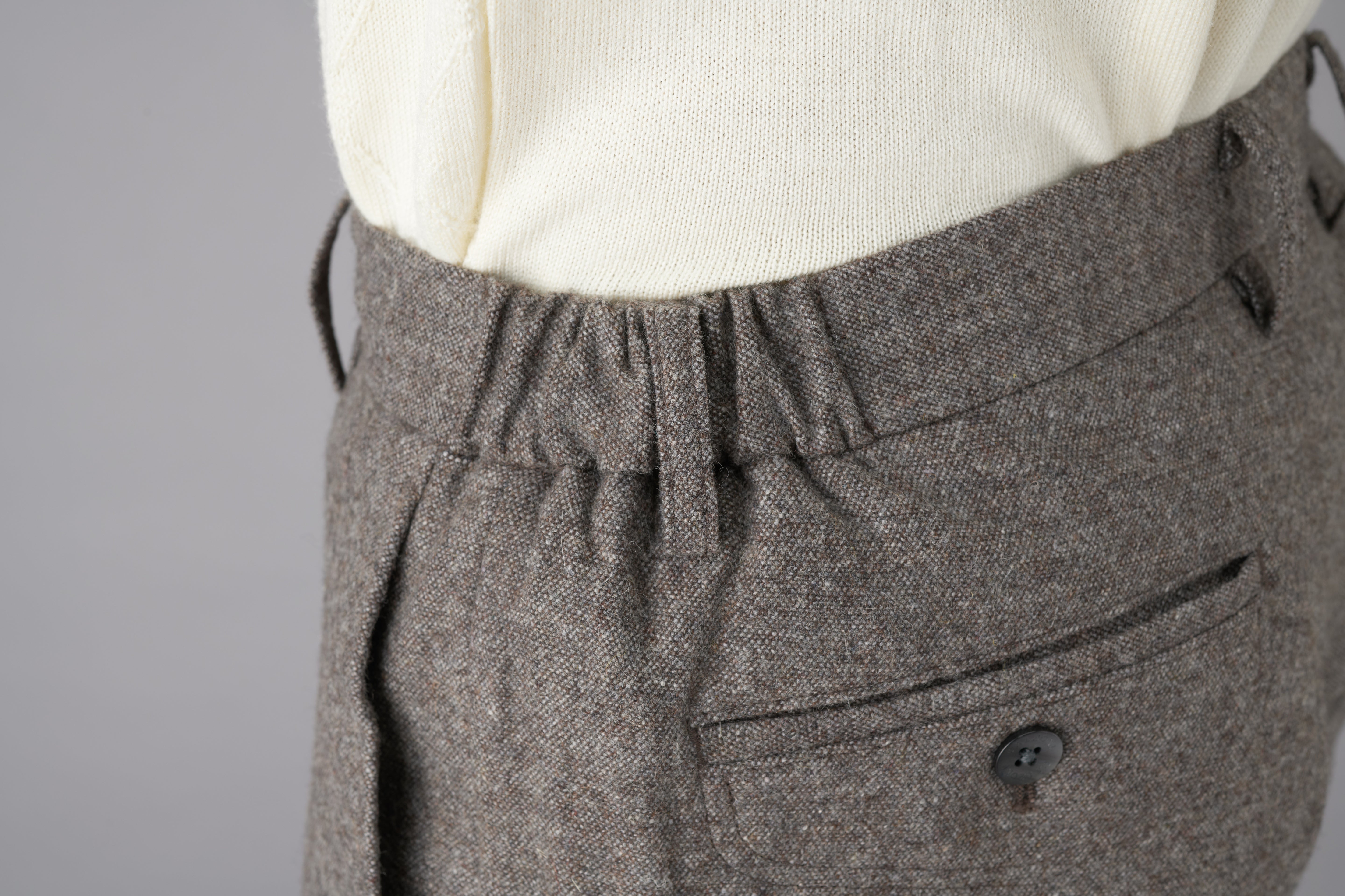 【カシミア混ホームスパン】CALZONI/日本製/ビジネス・カジュアル/ノータックスリムスラックス/脇シャーリング/コーデイネート最適