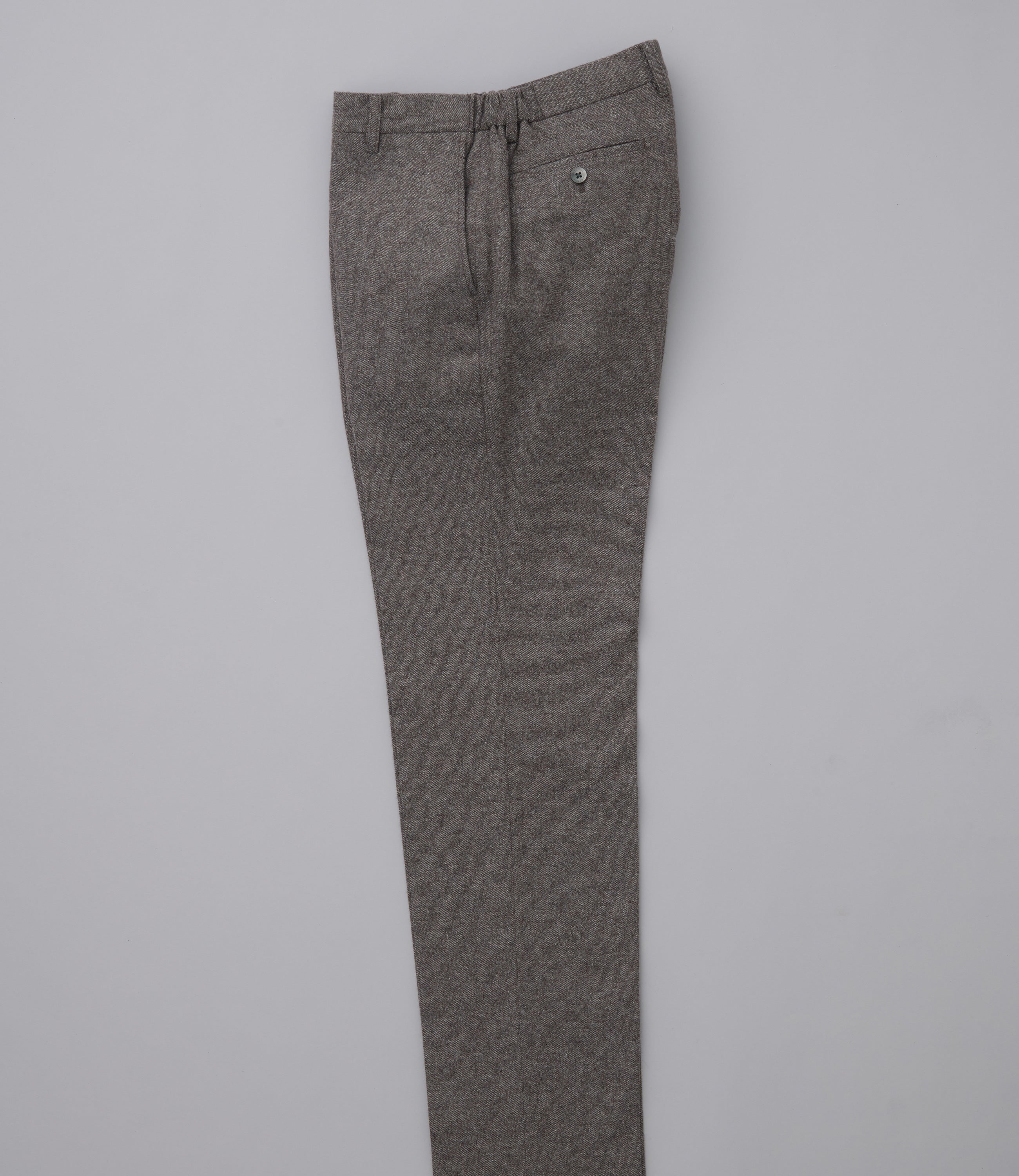 【カシミア混ホームスパン】CALZONI/日本製/ビジネス・カジュアル/ノータックスリムスラックス/脇シャーリング/コーデイネート最適