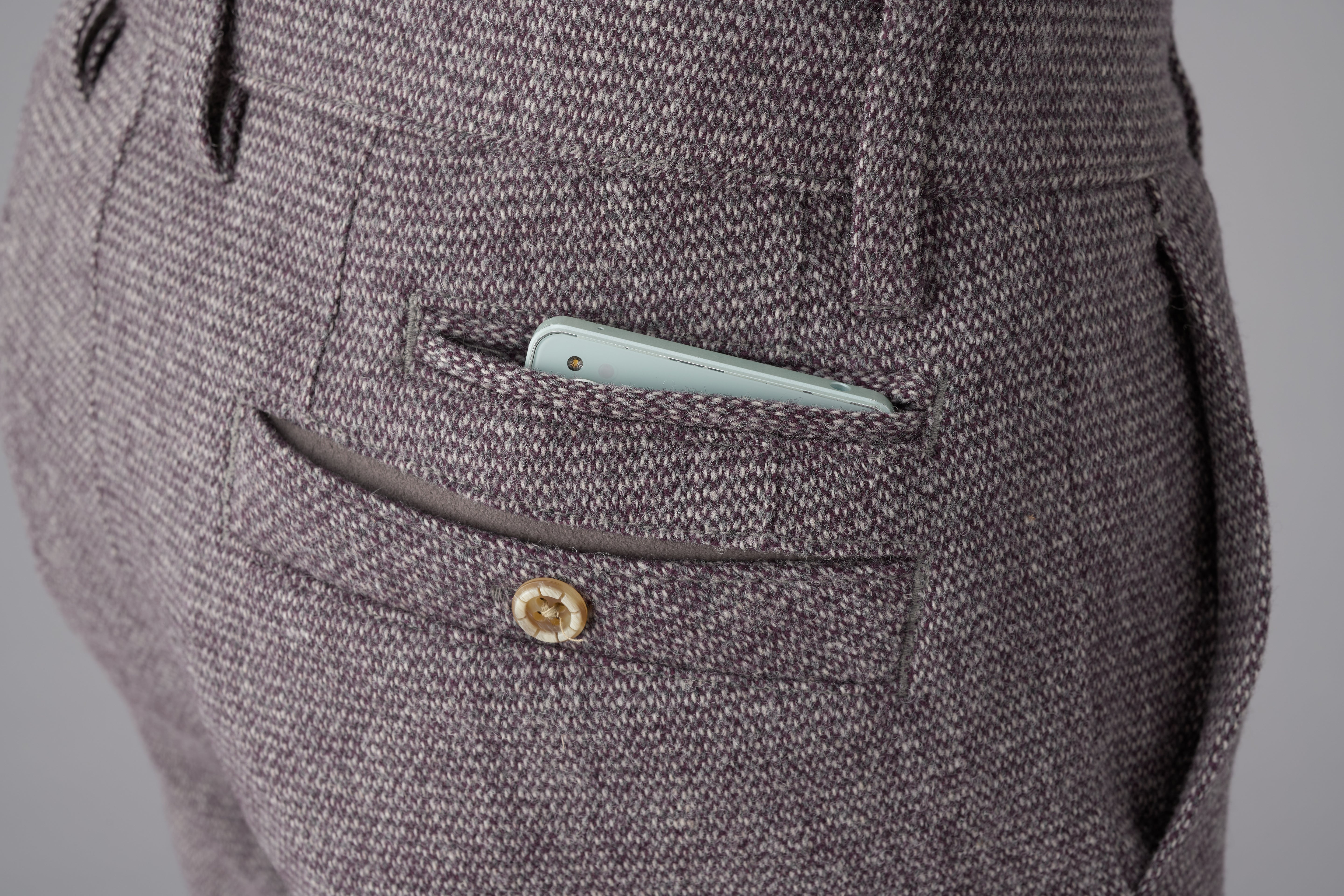 【オートミールツィード】ビジネス・カジュアル/ノータックスリムスラックス/蓄熱保温膝当て/ウォーム