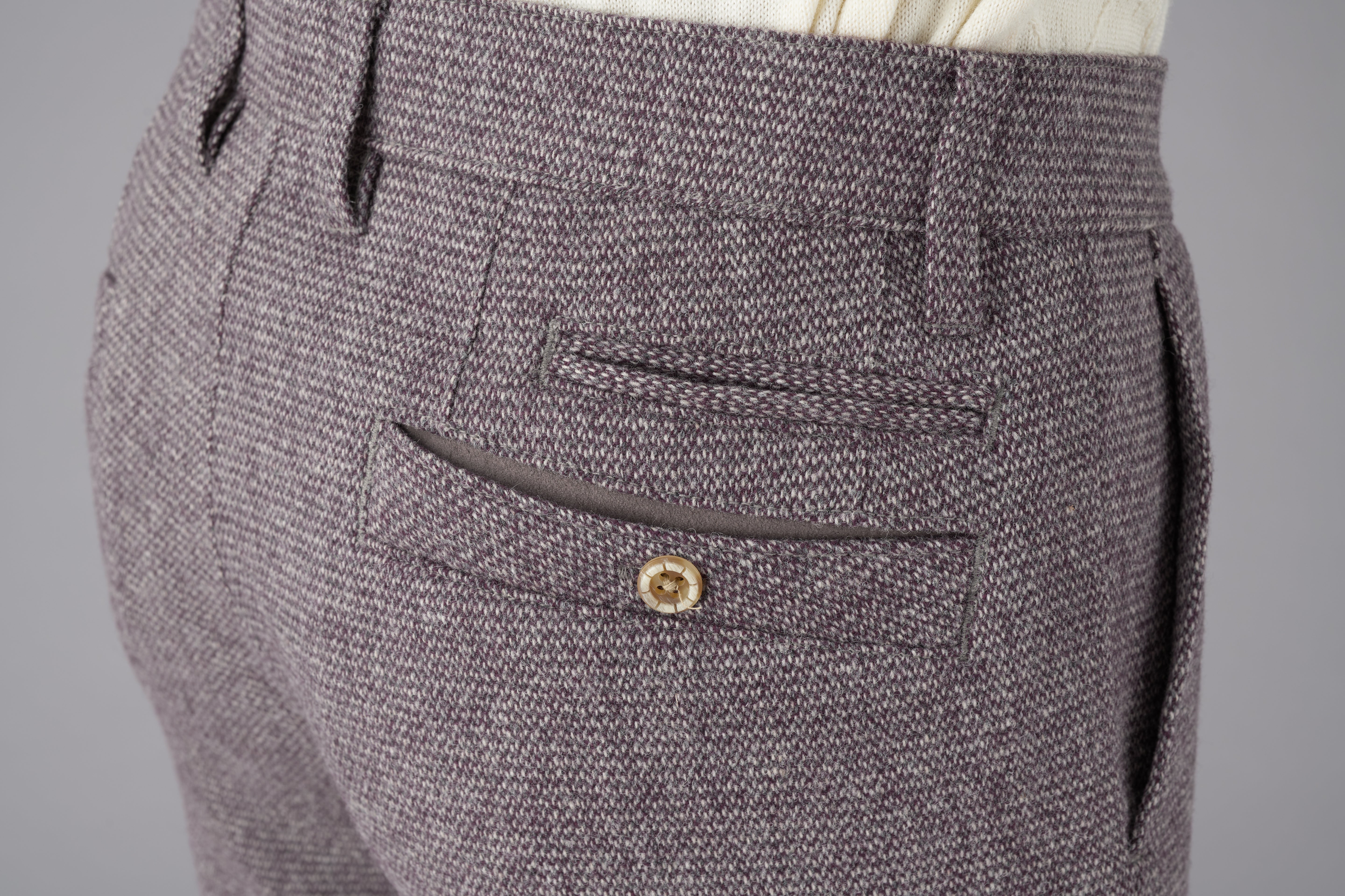 【オートミールツィード】ビジネス・カジュアル/ノータックスリムスラックス/蓄熱保温膝当て/ウォーム