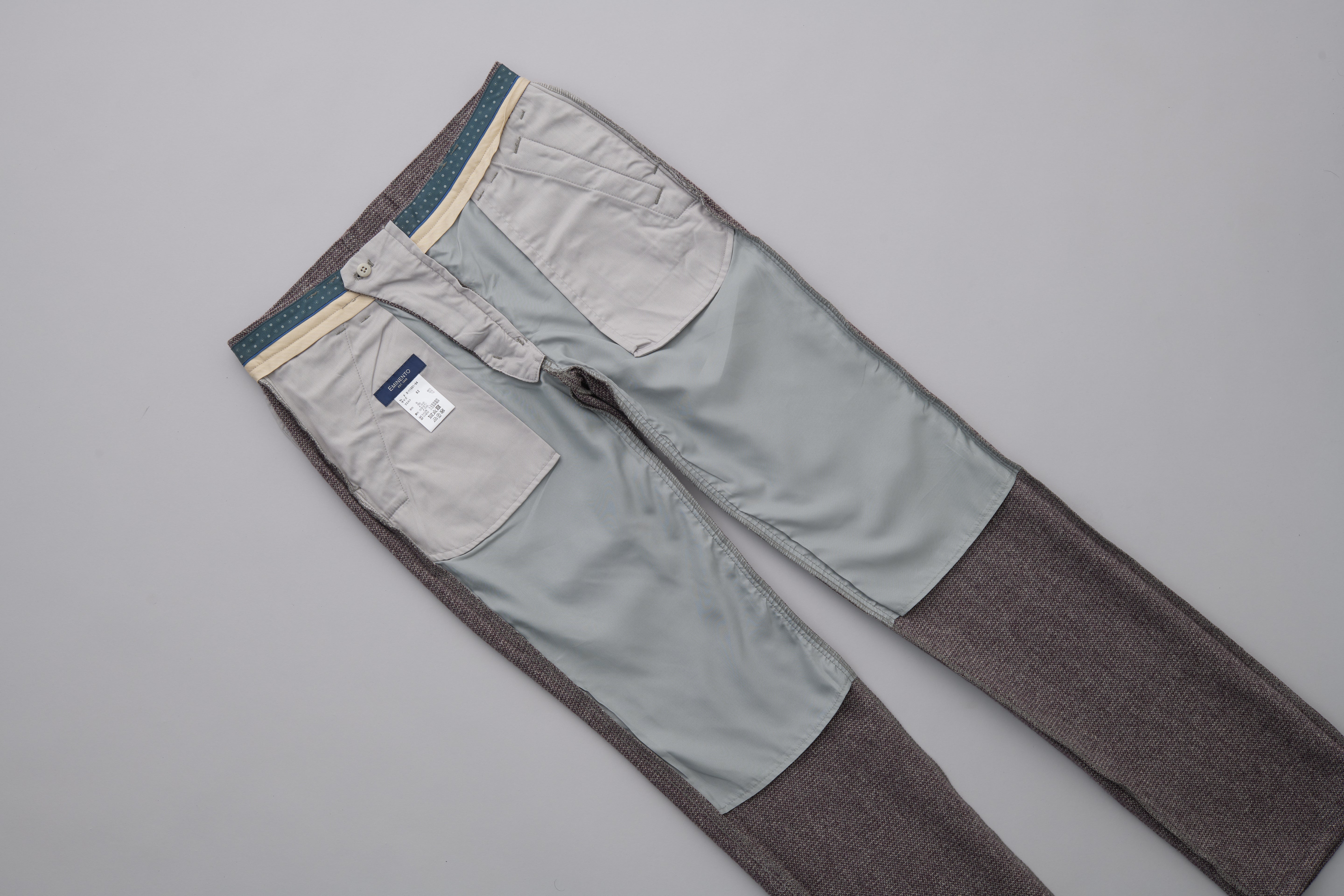 【オートミールツィード】ビジネス・カジュアル/ノータックスリムスラックス/蓄熱保温膝当て/ウォーム