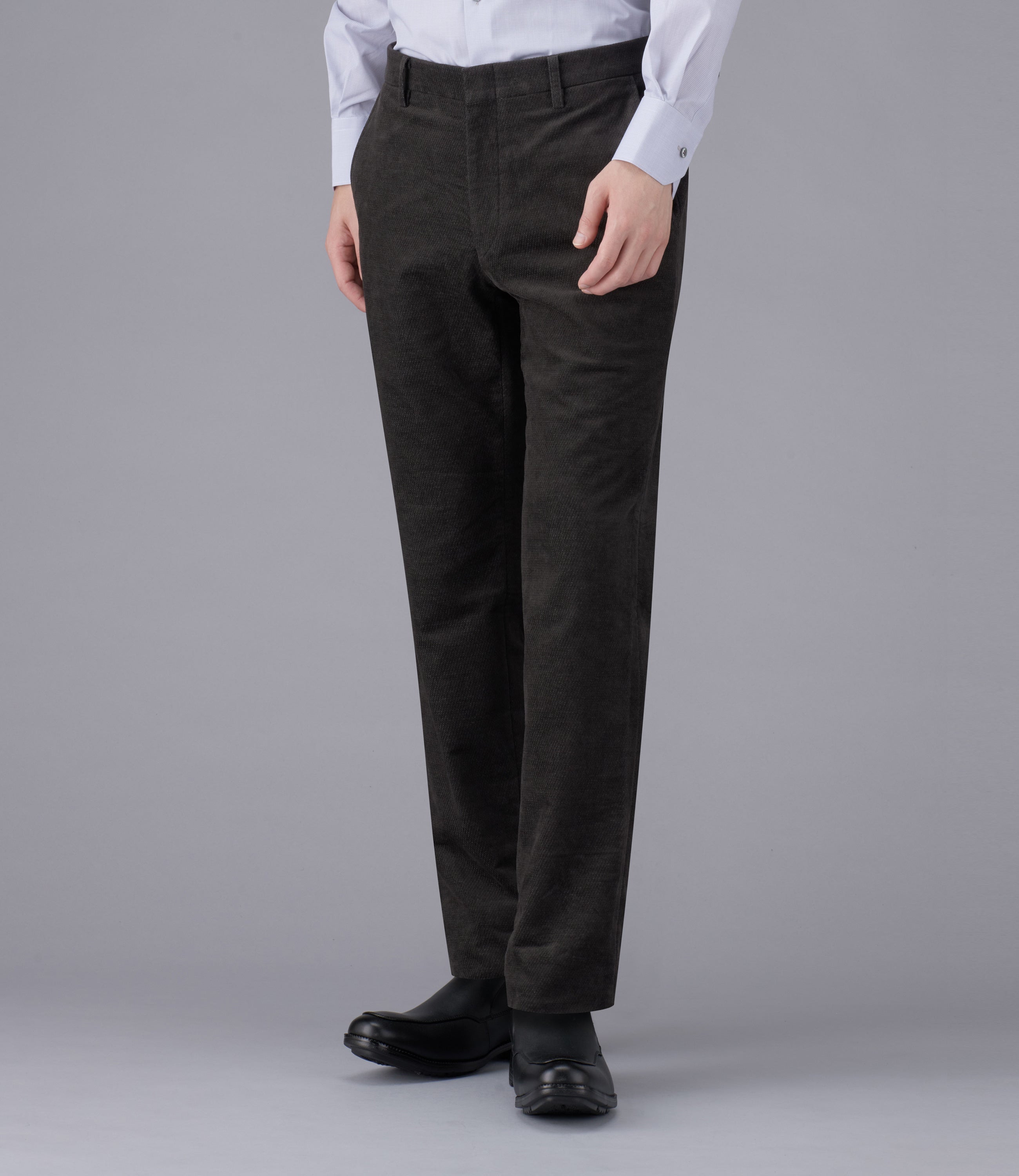 【パワーストレッチカルゼ】日本製/カジュアル/ノータックスリムスラックス/パワーストレッチ/裏起毛/ウォーム/快適