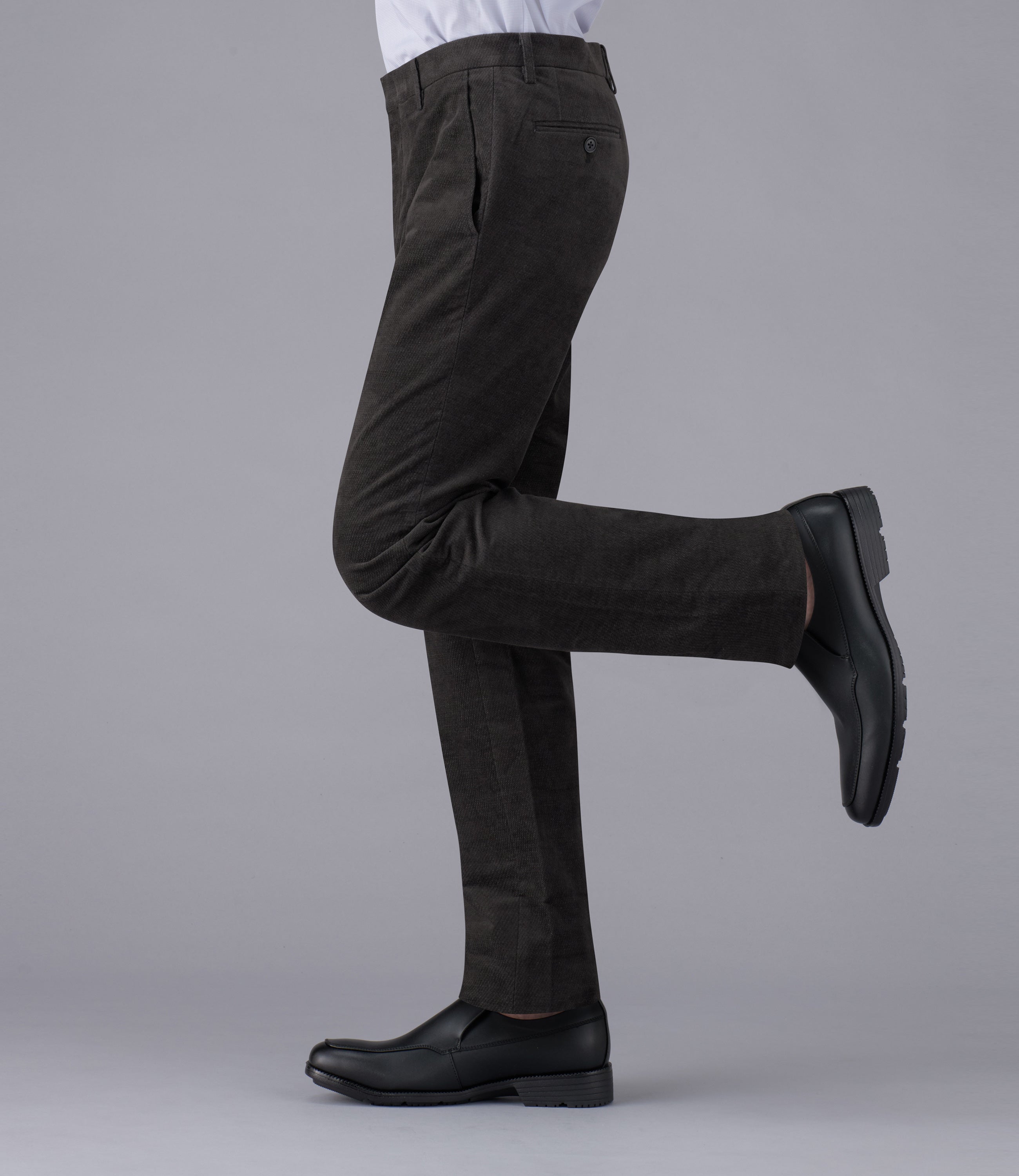 【パワーストレッチカルゼ】日本製/カジュアル/ノータックスリムスラックス/パワーストレッチ/裏起毛/ウォーム/快適