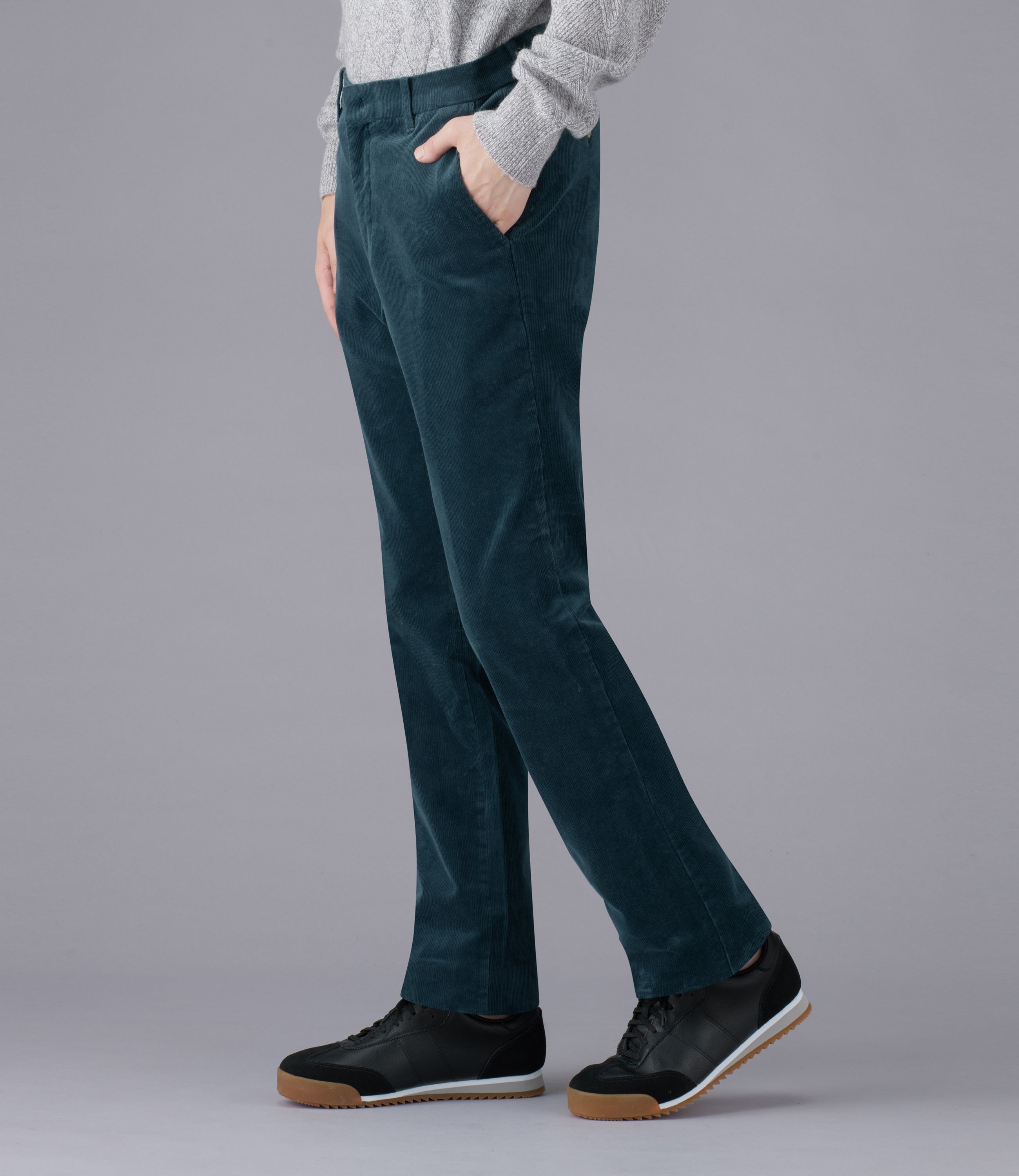 【ストレッチコーデュロイ】カジュアル/ノータックスリムスラックス/吸湿発熱/裏起毛/ストレッチ/ウオーム/快適