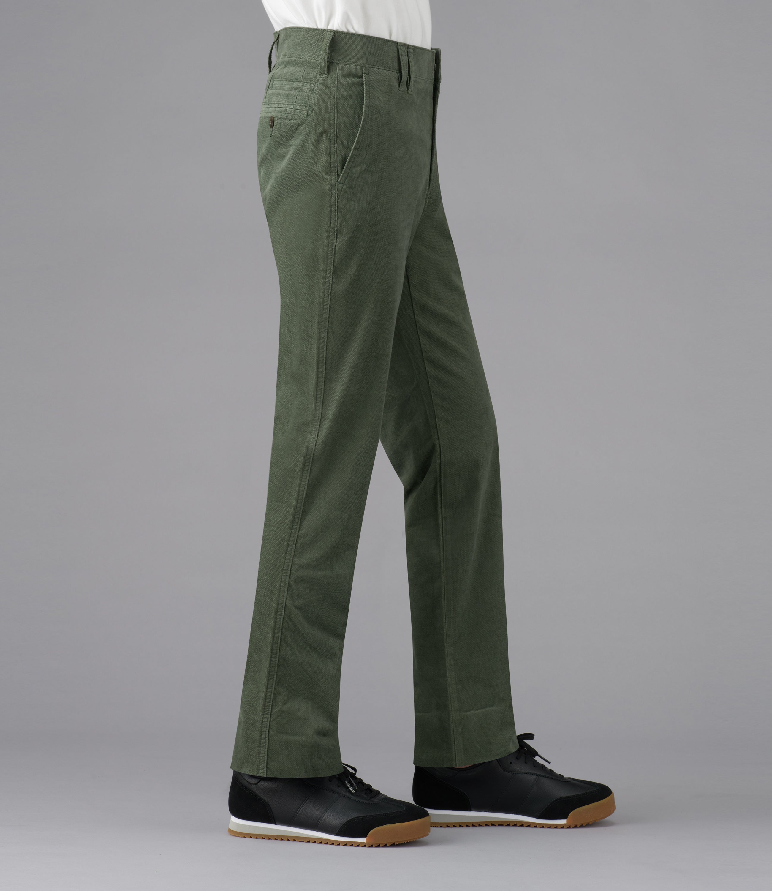 【ブラッシュドカノコ】カジュアル/ノータックスリムスラックス/ストレッチ/デザイン