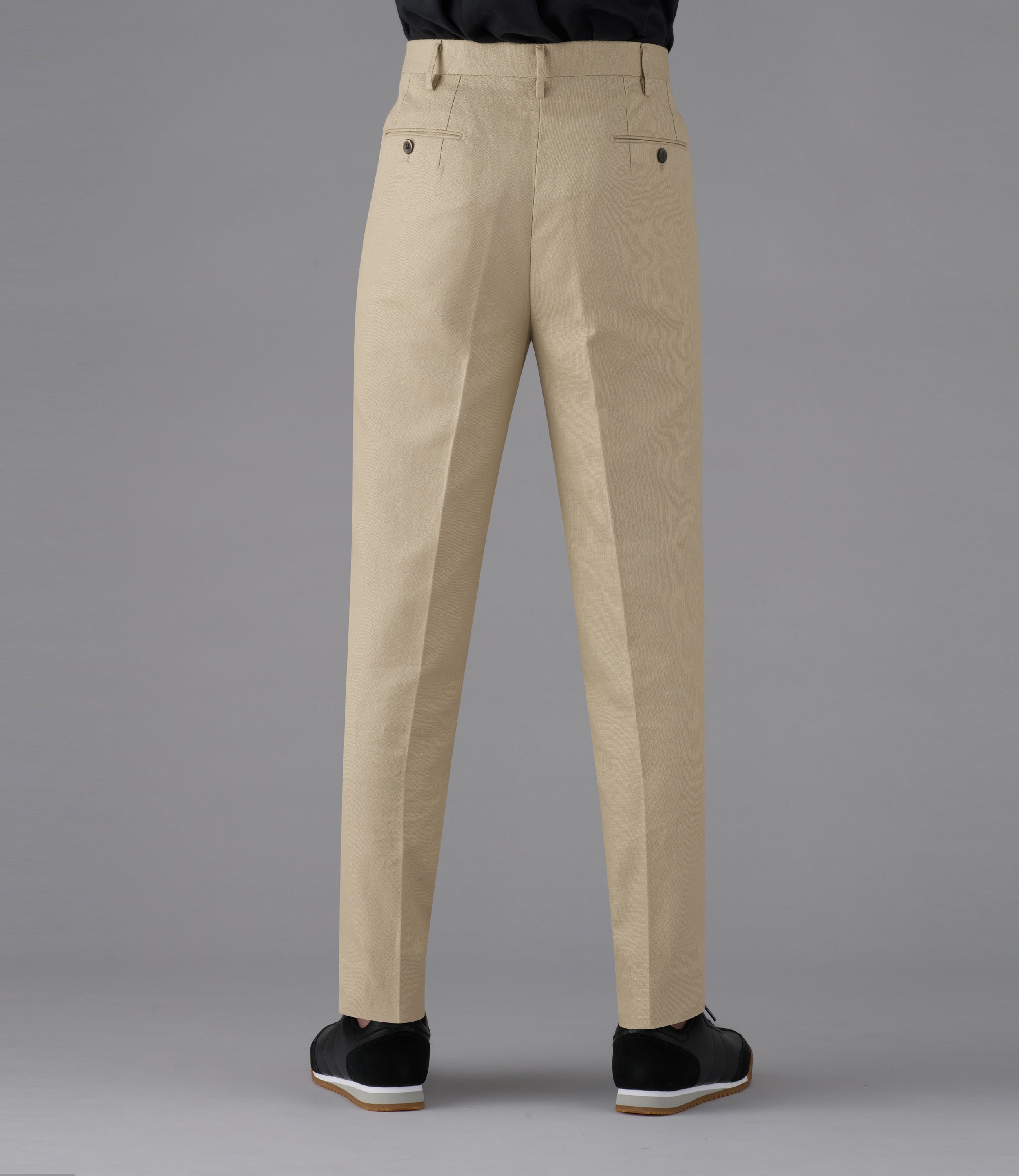 【コットンリネンドビードリル】尾作ライン/日本製／カジュアル/ツータックスリムスラックス/