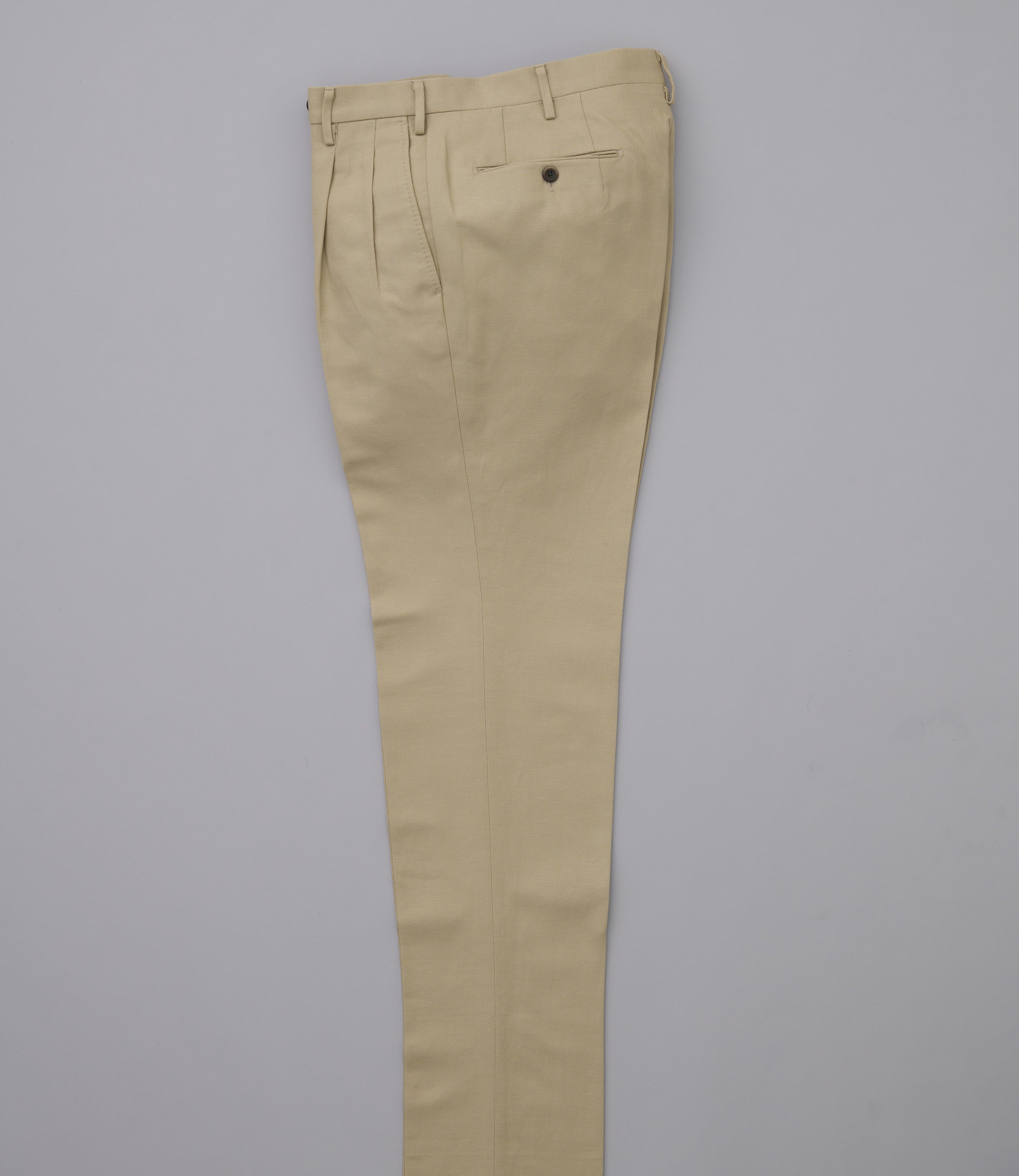 【コットンリネンドビードリル】尾作ライン/日本製／カジュアル/ツータックスリムスラックス/