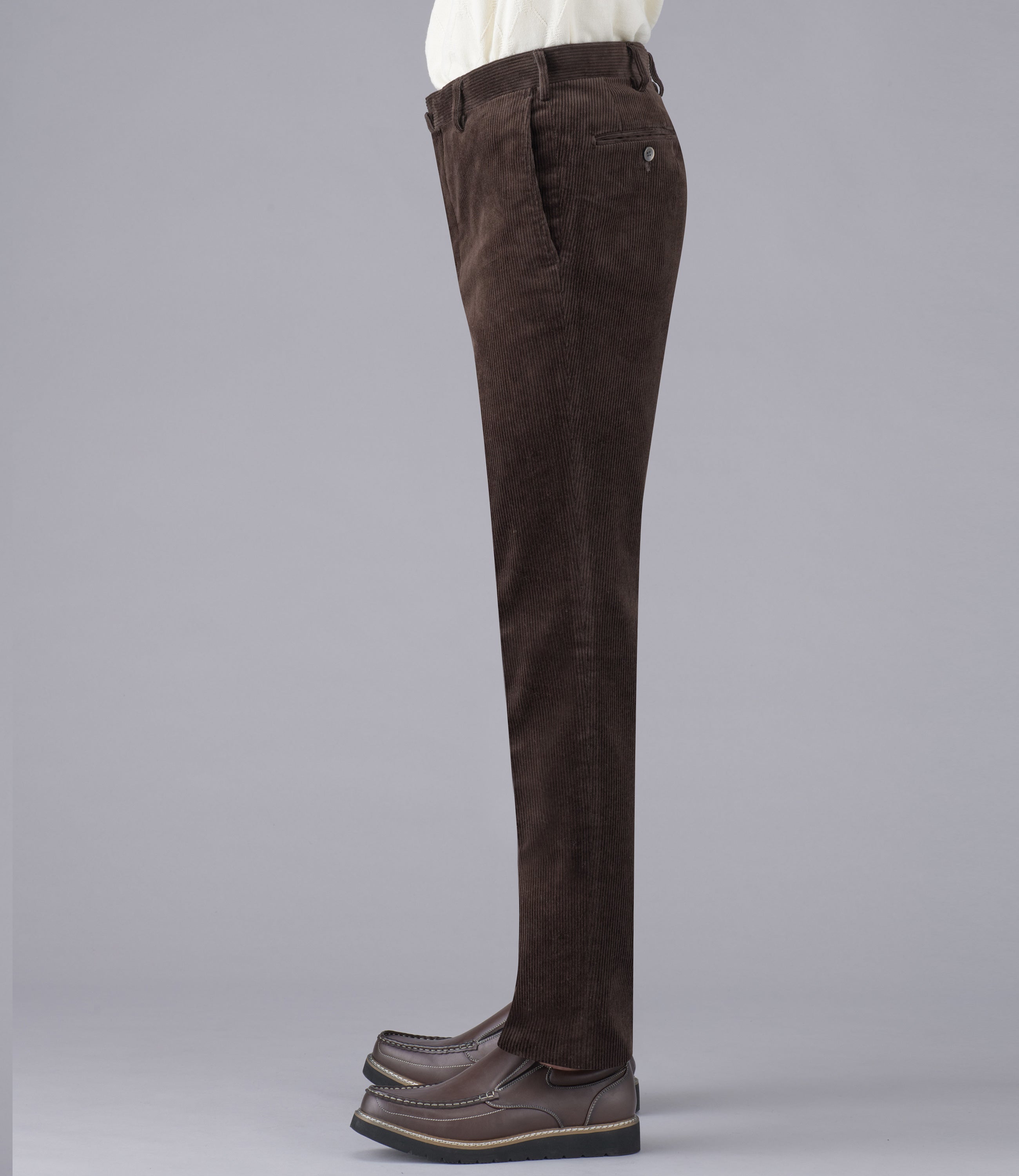 【８ウェールコーデュロイ】尾作ライン/日本製/カジュアル/ノータックスリムスラックス/