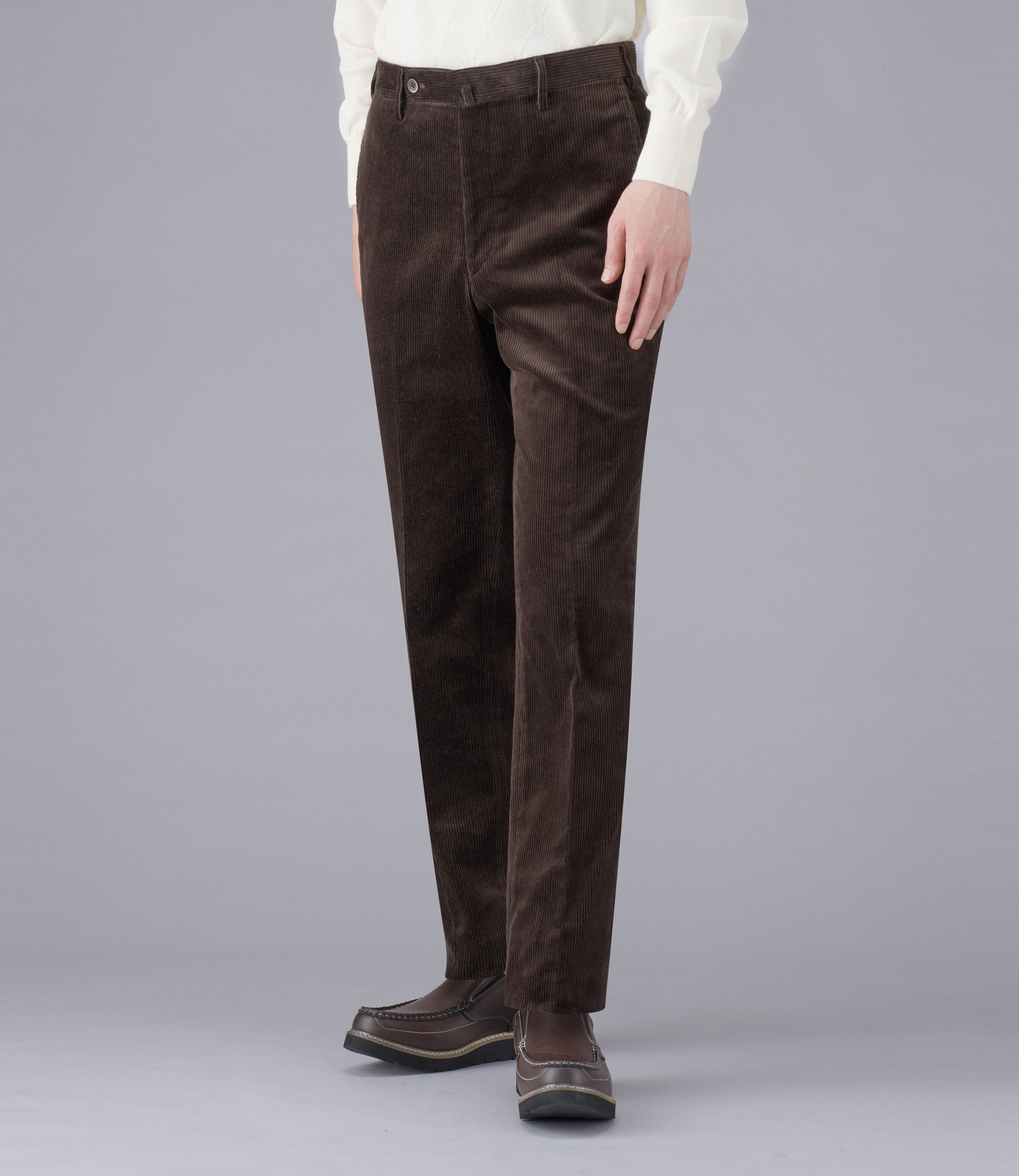 【８ウェールコーデュロイ】尾作ライン/日本製/カジュアル/ノータックスリムスラックス/