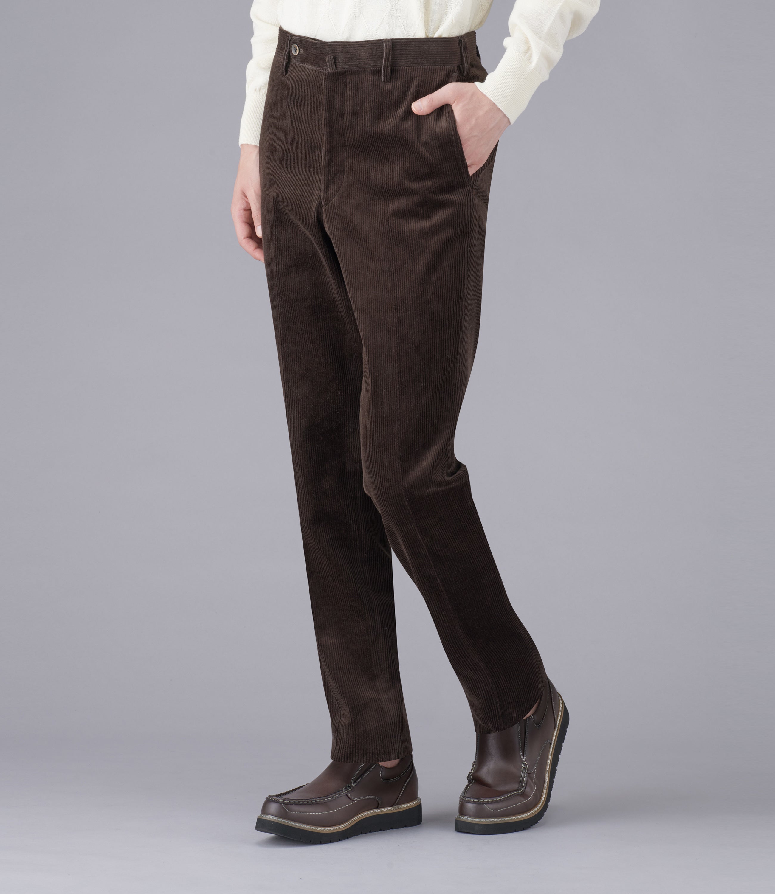 【８ウェールコーデュロイ】尾作ライン/日本製/カジュアル/ノータックスリムスラックス/