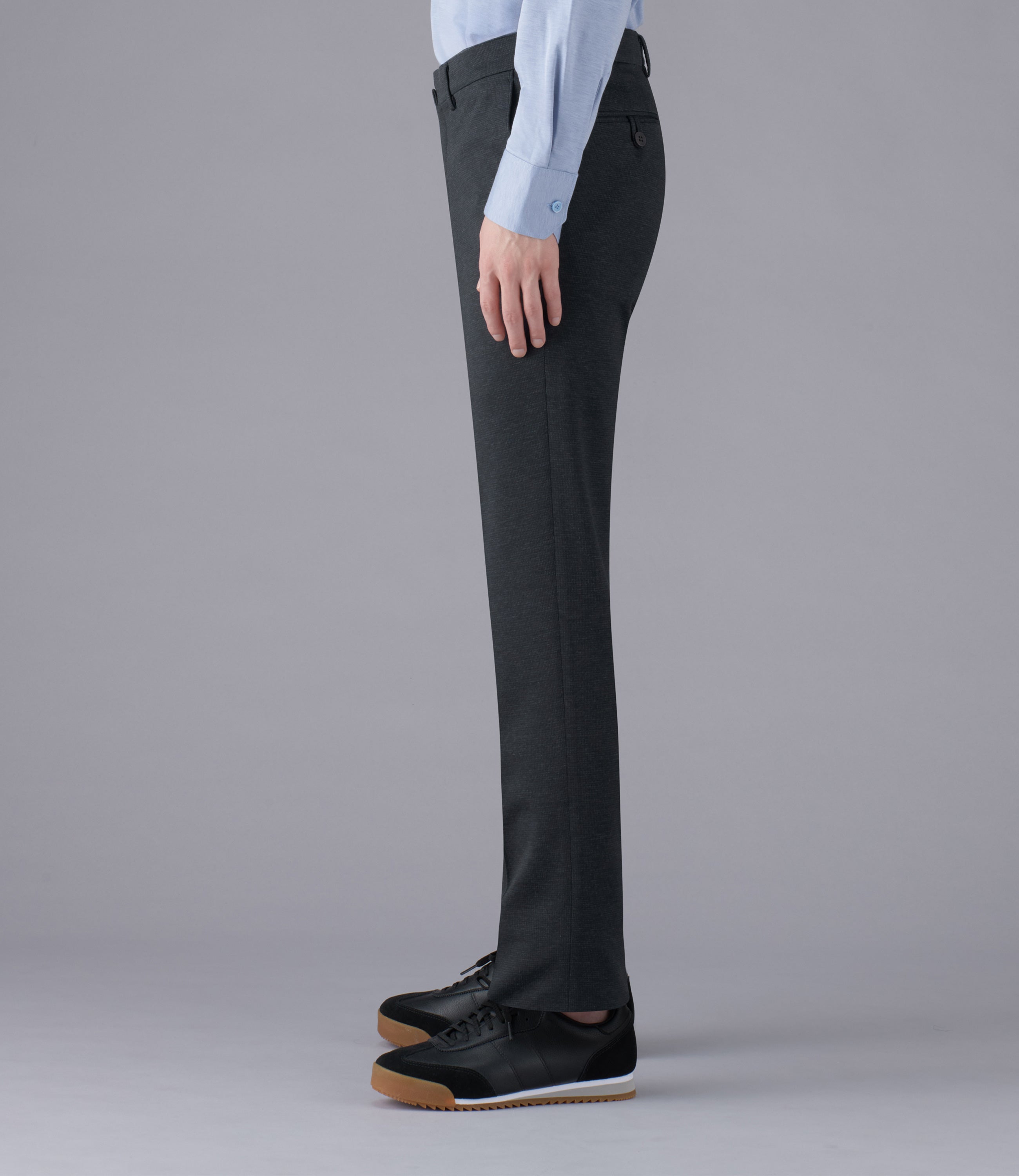 【チドリジャージー】CALZONI/日本製/ビジネス・カジュアル/ノータックスリムスラックス/ストレッチ/快適