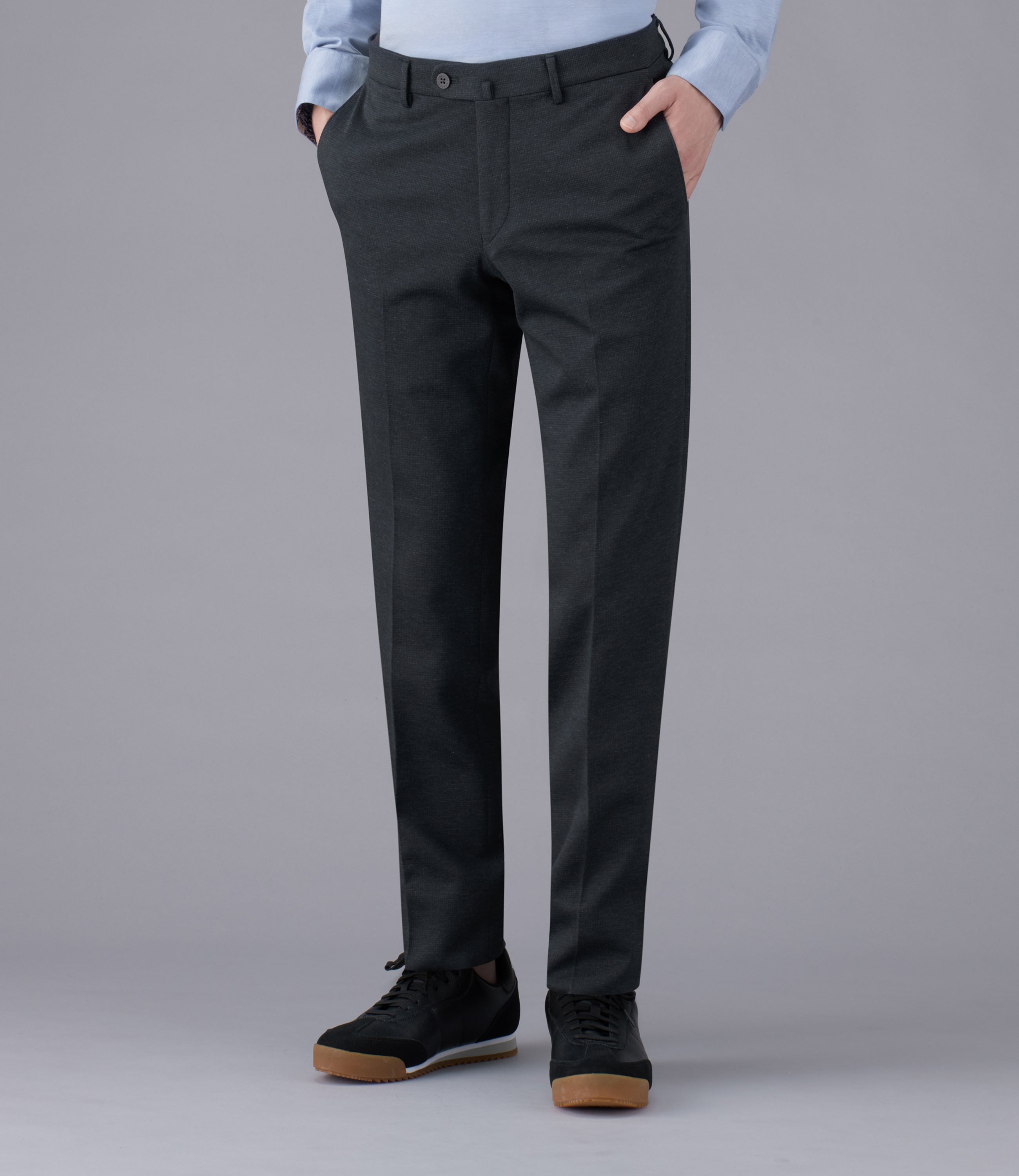 【チドリジャージー】CALZONI/日本製/ビジネス・カジュアル/ノータックスリムスラックス/ストレッチ/快適