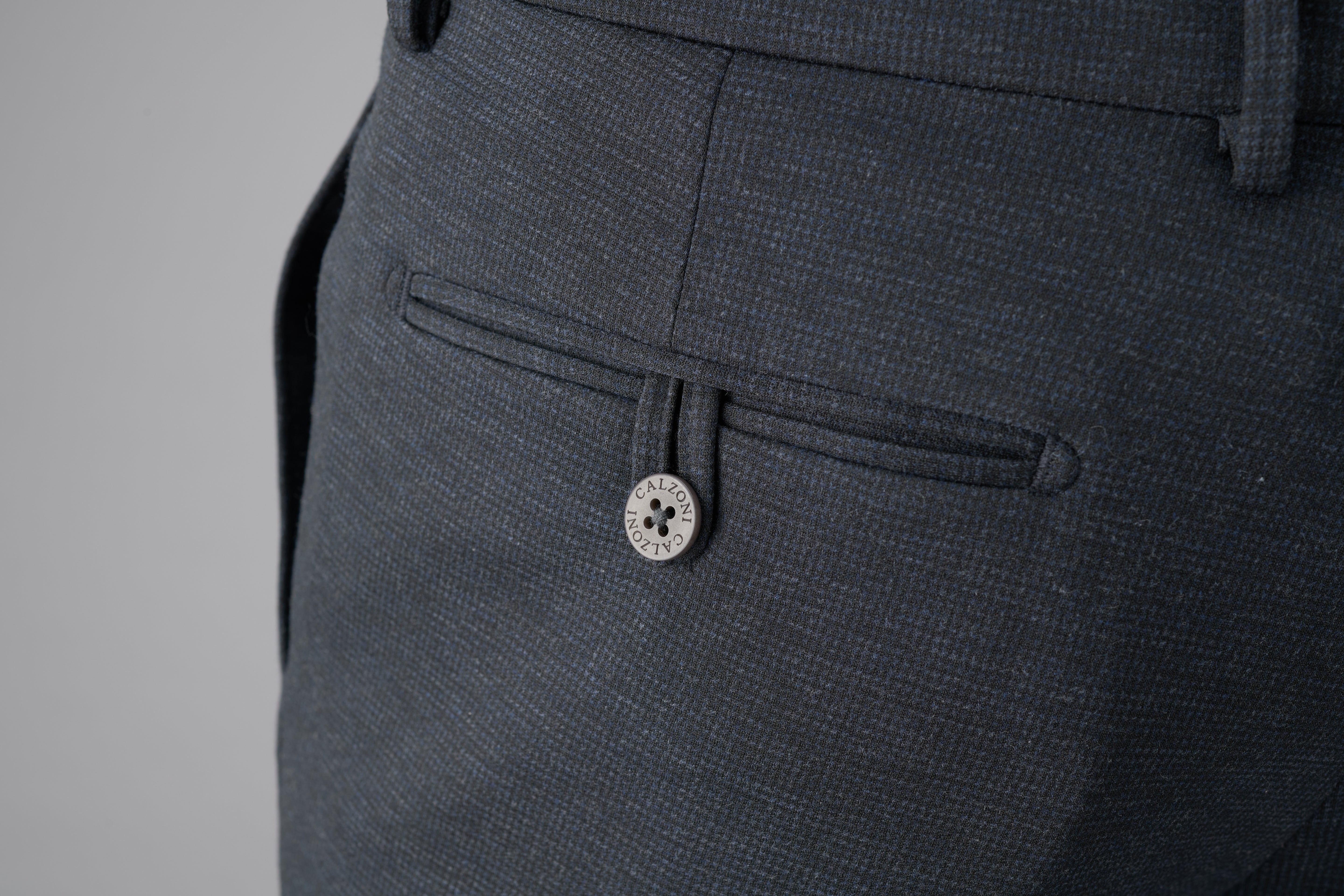 【チドリジャージー】CALZONI/日本製/ビジネス・カジュアル/ノータックスリムスラックス/ストレッチ/快適