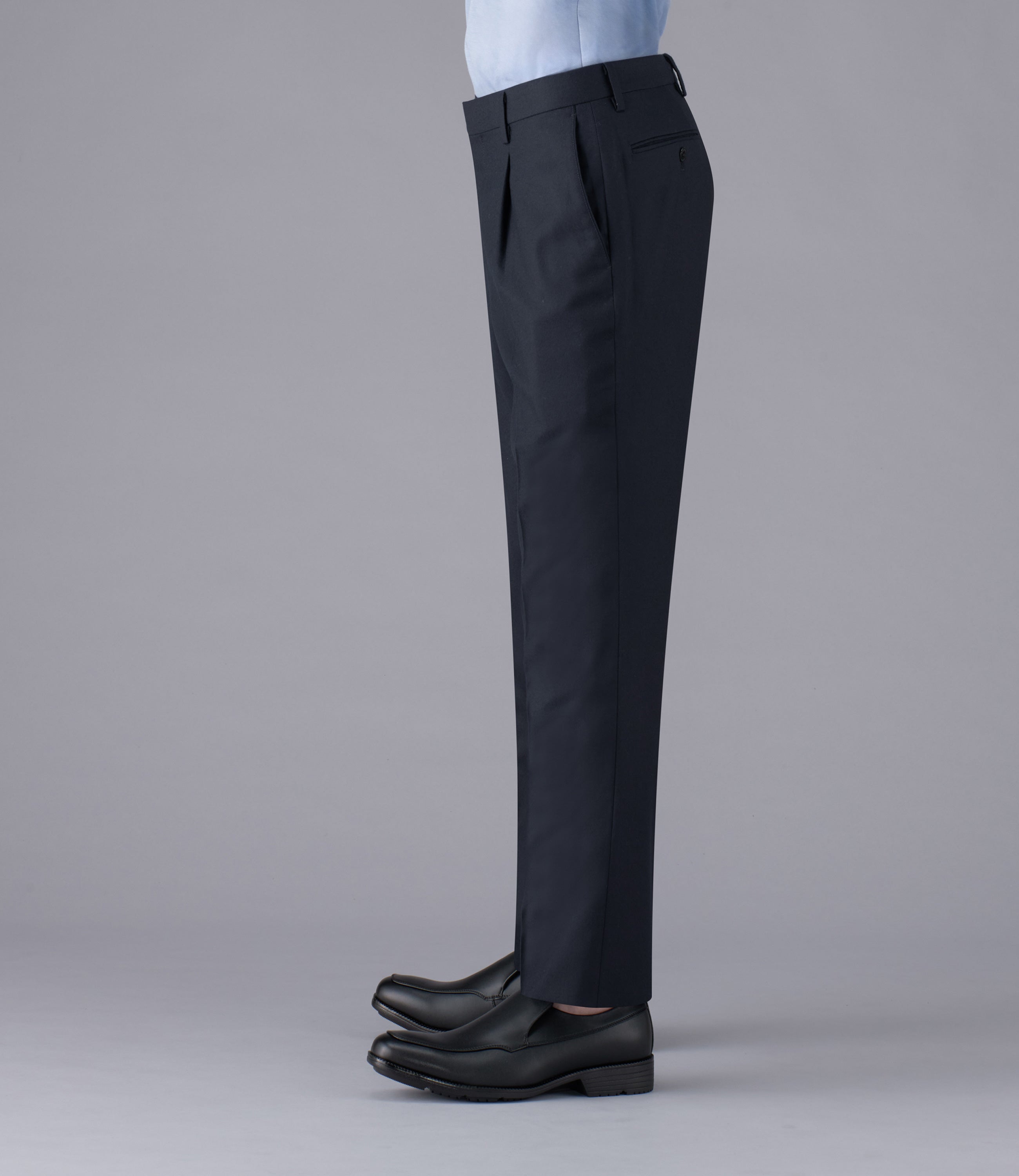 【ナチュラルストレッチサキソニー】日本製/ビジネス/ワンタックスラックス/ストレッチ/防シワ