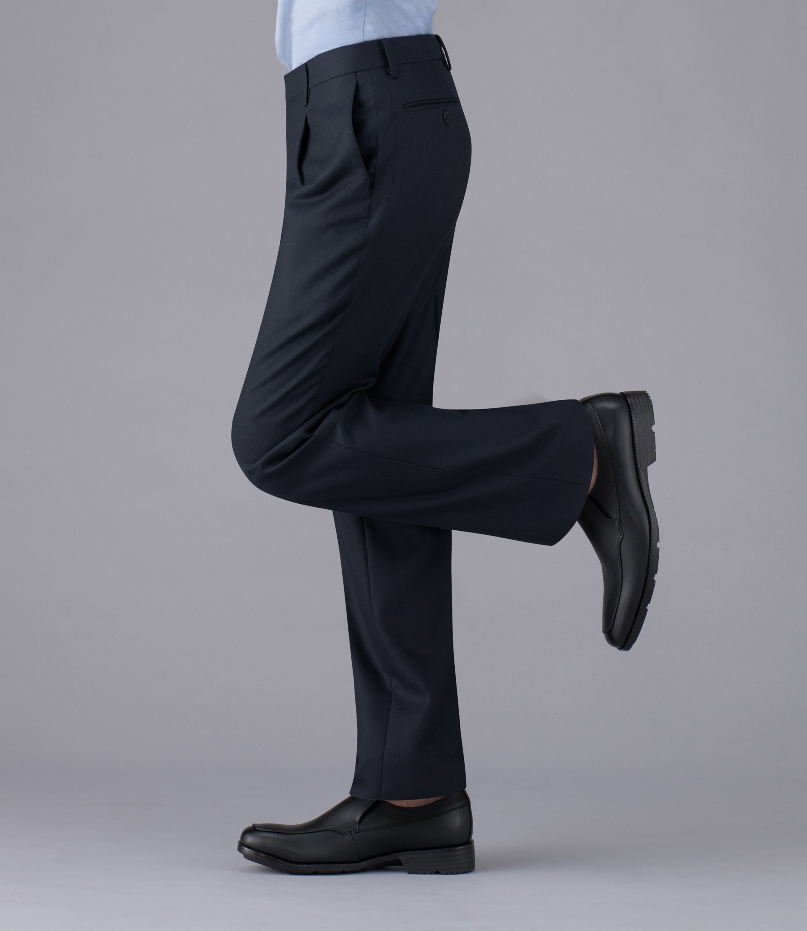 【ナチュラルストレッチサキソニー】日本製/ビジネス/ワンタックスラックス/ストレッチ/防シワ