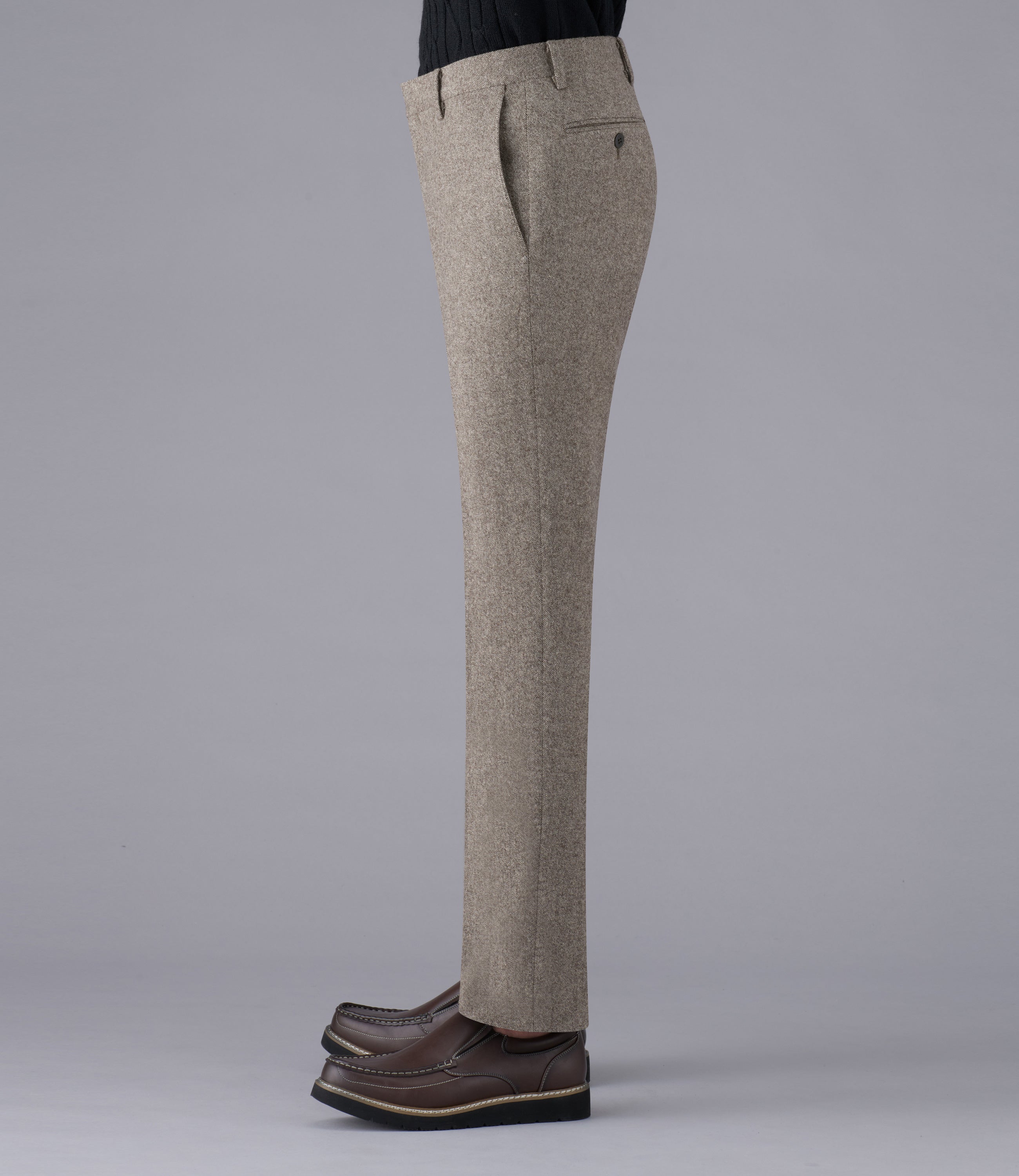 【2WAYストレッチツイード】日本製/ビジネス/ノータックスリムスラックス/ストレッチ/快適スリム