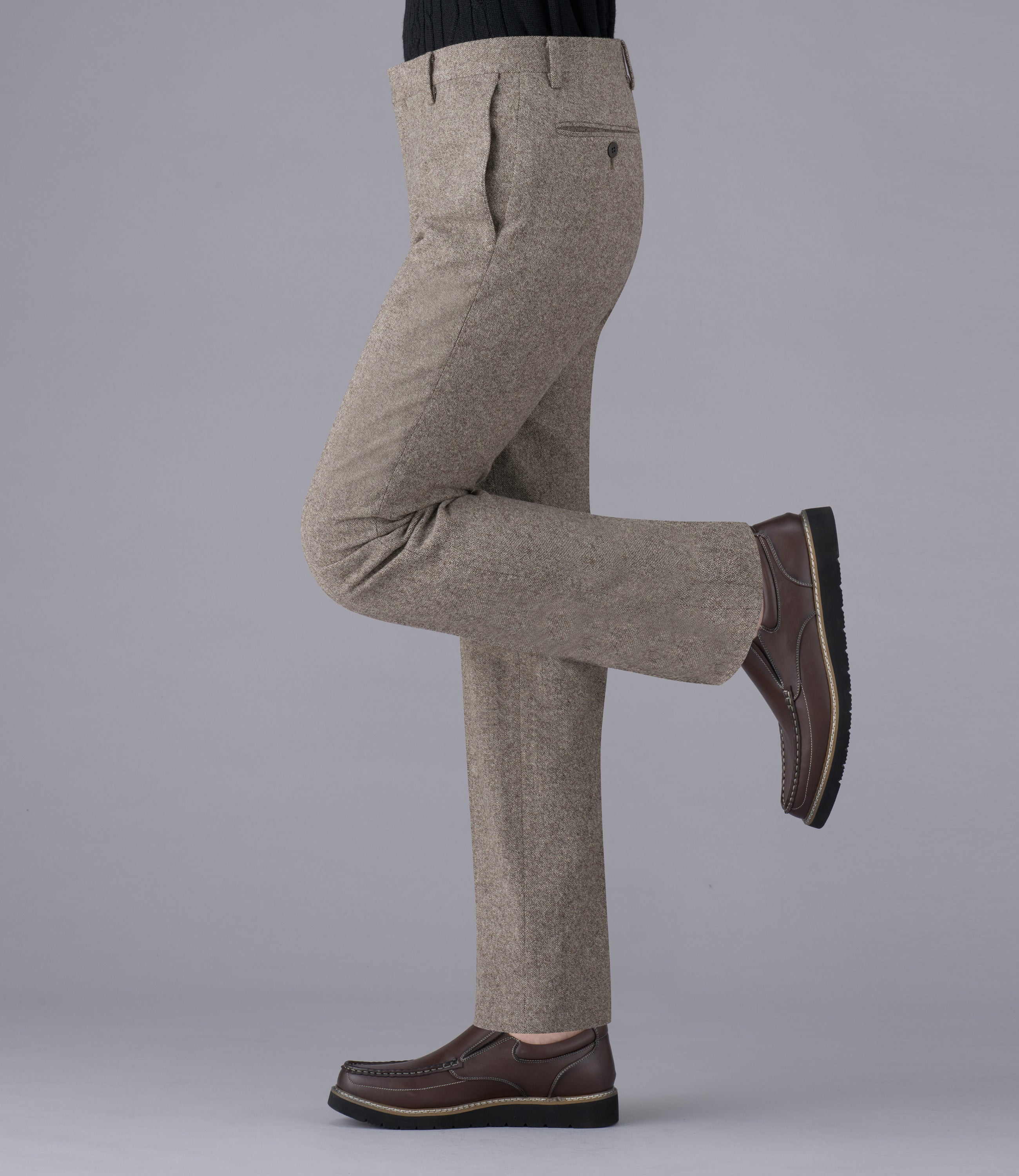 【2WAYストレッチツイード】日本製/ビジネス/ノータックスリムスラックス/ストレッチ/快適スリム