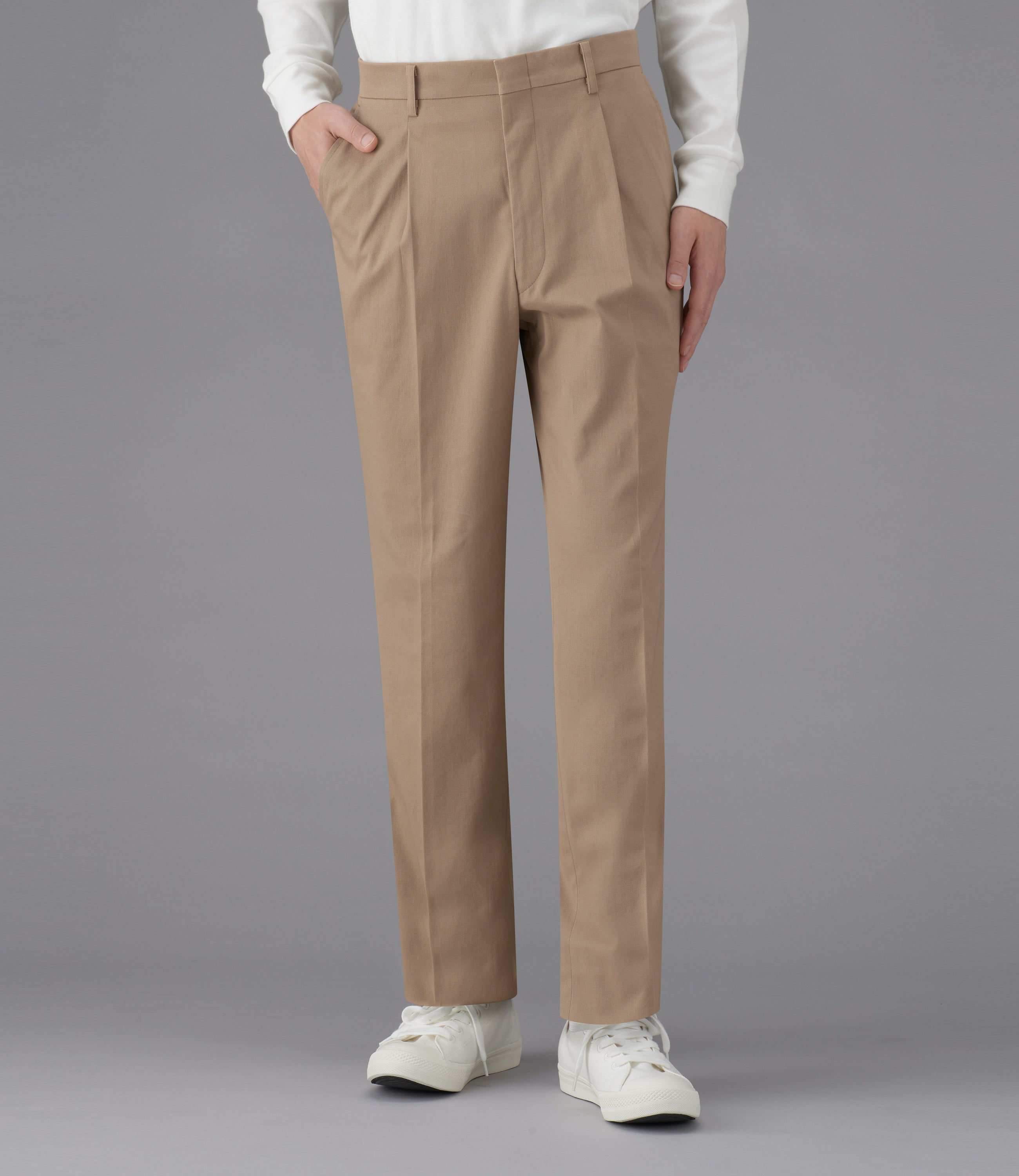 【ナチュラルチノ】日本製/カジュアル/ワンタックスラックス/ストレッチ/快適