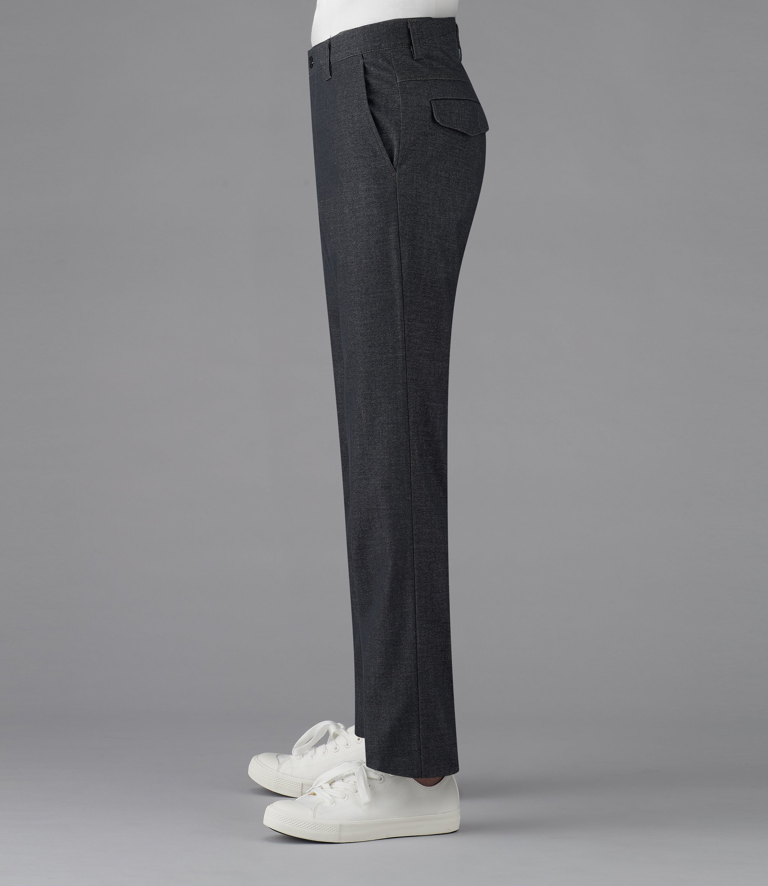 【パワストデニム調ツィル】日本製/カジュアル/ノータックスリムスラックス/ストレッチ/イージケア