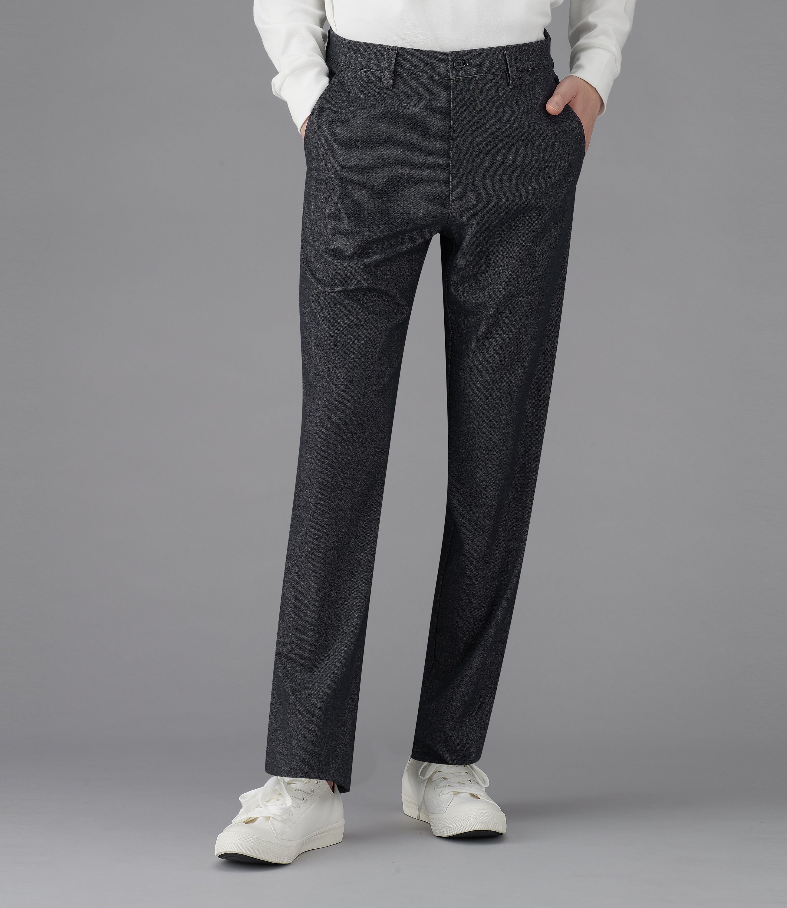 【パワストデニム調ツィル】日本製/カジュアル/ノータックスリムスラックス/ストレッチ/イージケア