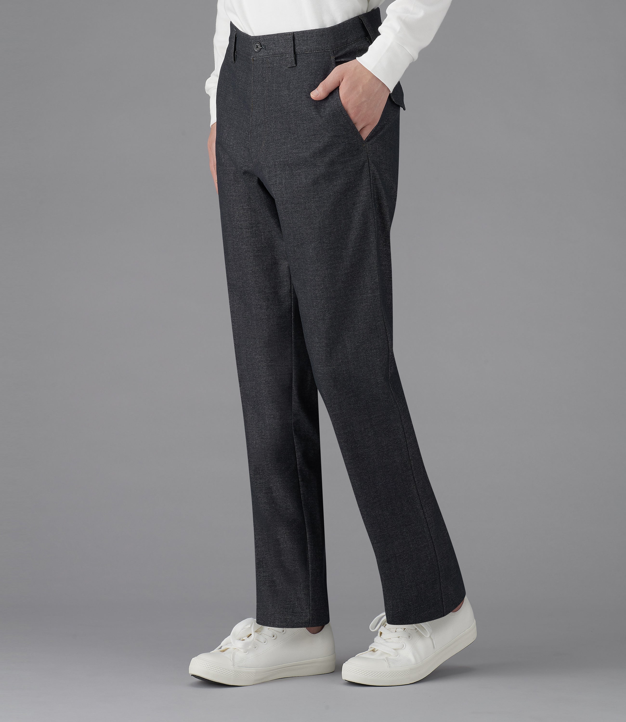 【パワストデニム調ツィル】日本製/カジュアル/ノータックスリムスラックス/ストレッチ/イージケア