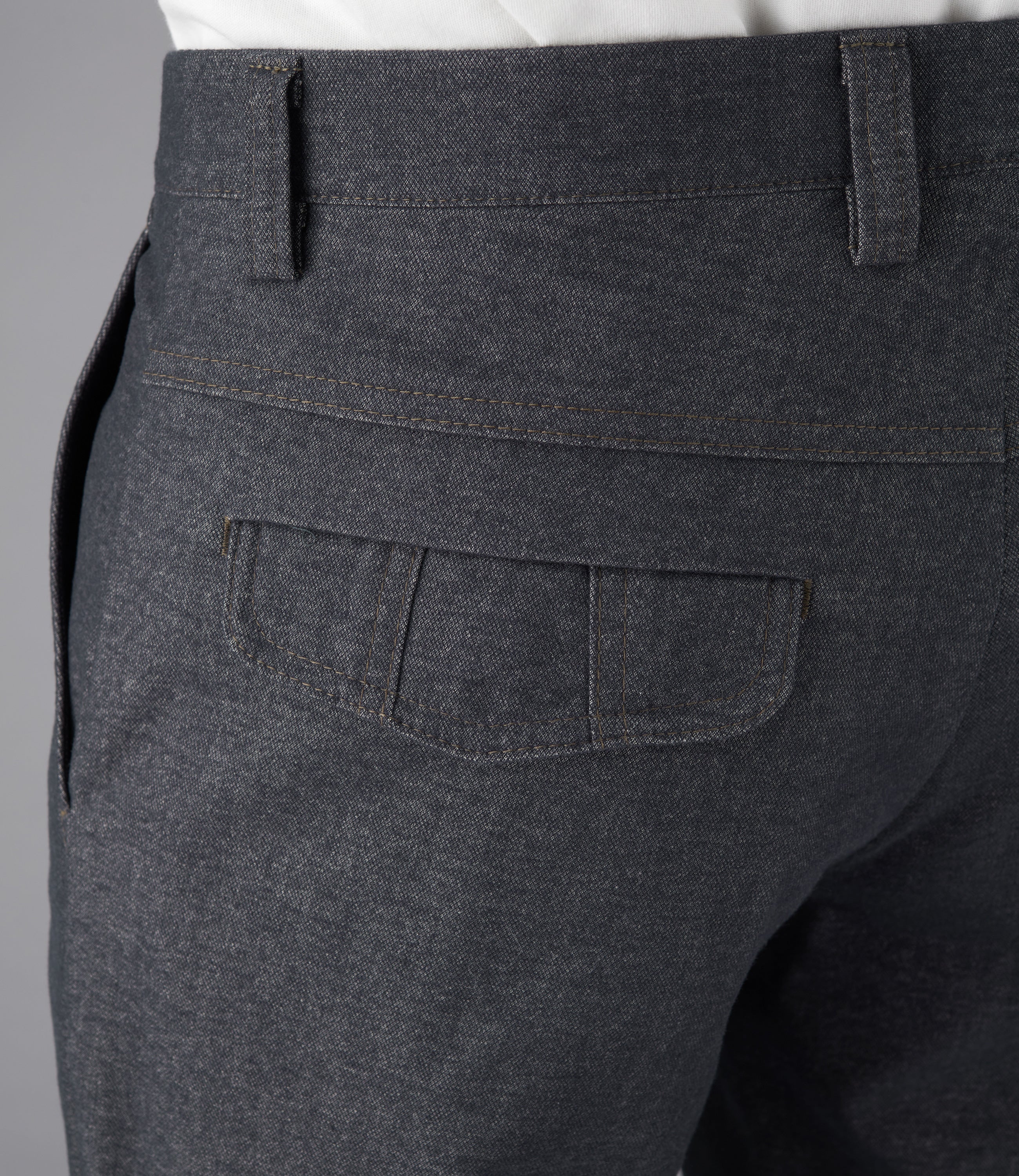 【パワストデニム調ツィル】日本製/カジュアル/ノータックスリムスラックス/ストレッチ/イージケア