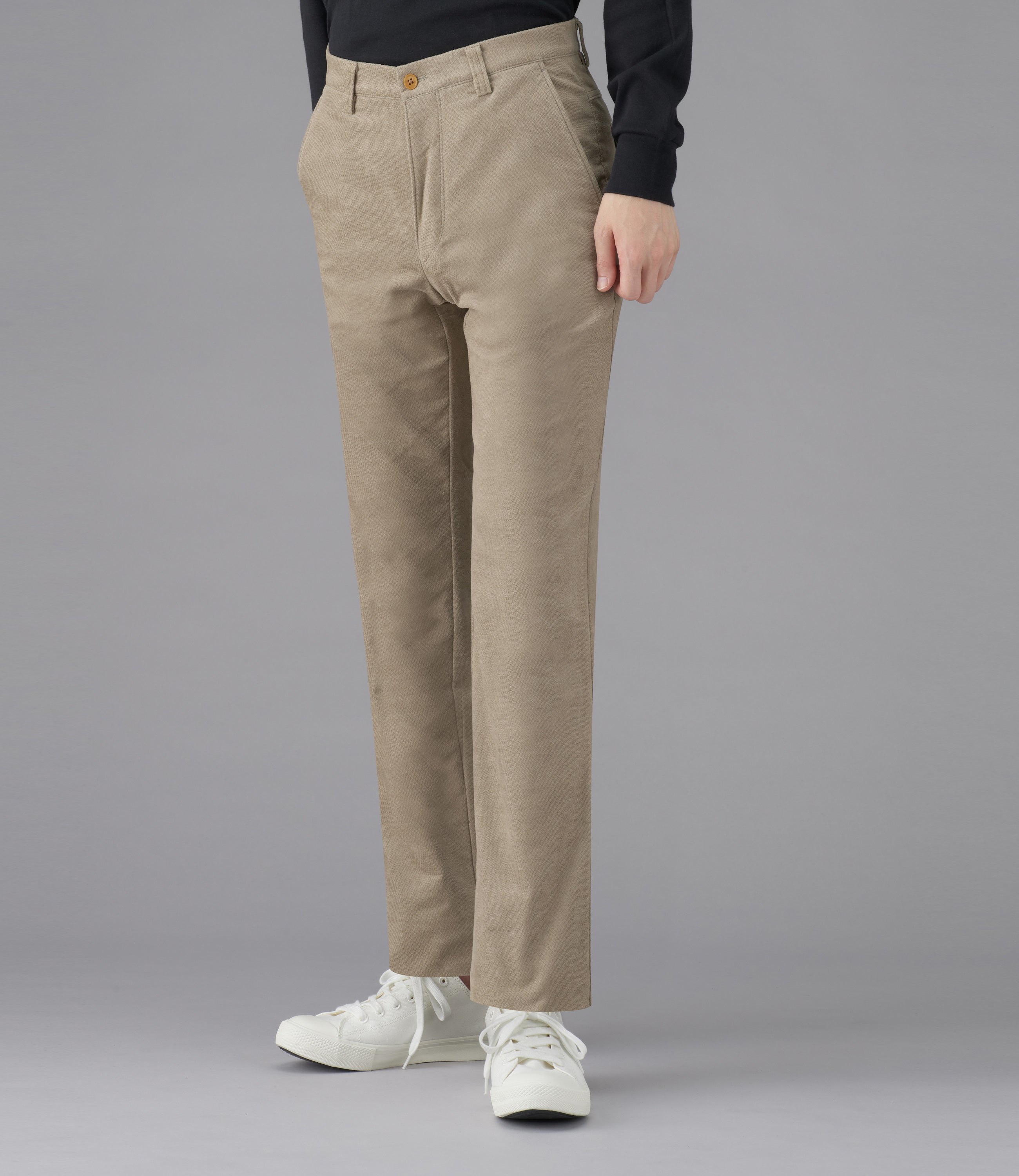 【パワスト裏起毛カルゼ】日本製/カジュアル/ノータックスリムスラックス/パワーストレッチ/ウオーム/快適