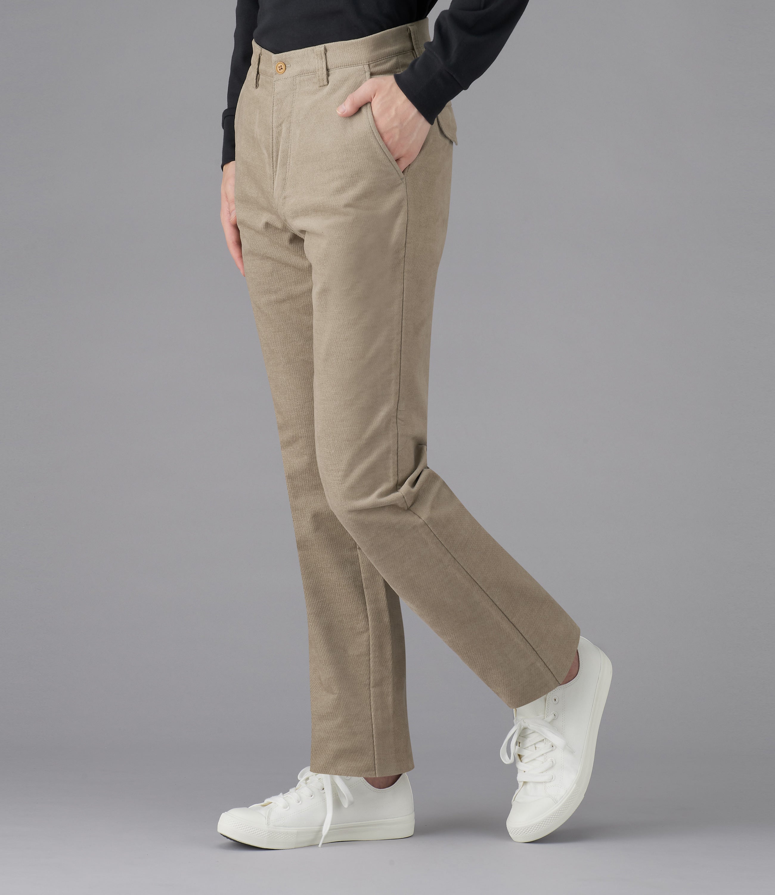 【パワスト裏起毛カルゼ】日本製/カジュアル/ノータックスリムスラックス/パワーストレッチ/ウオーム/快適